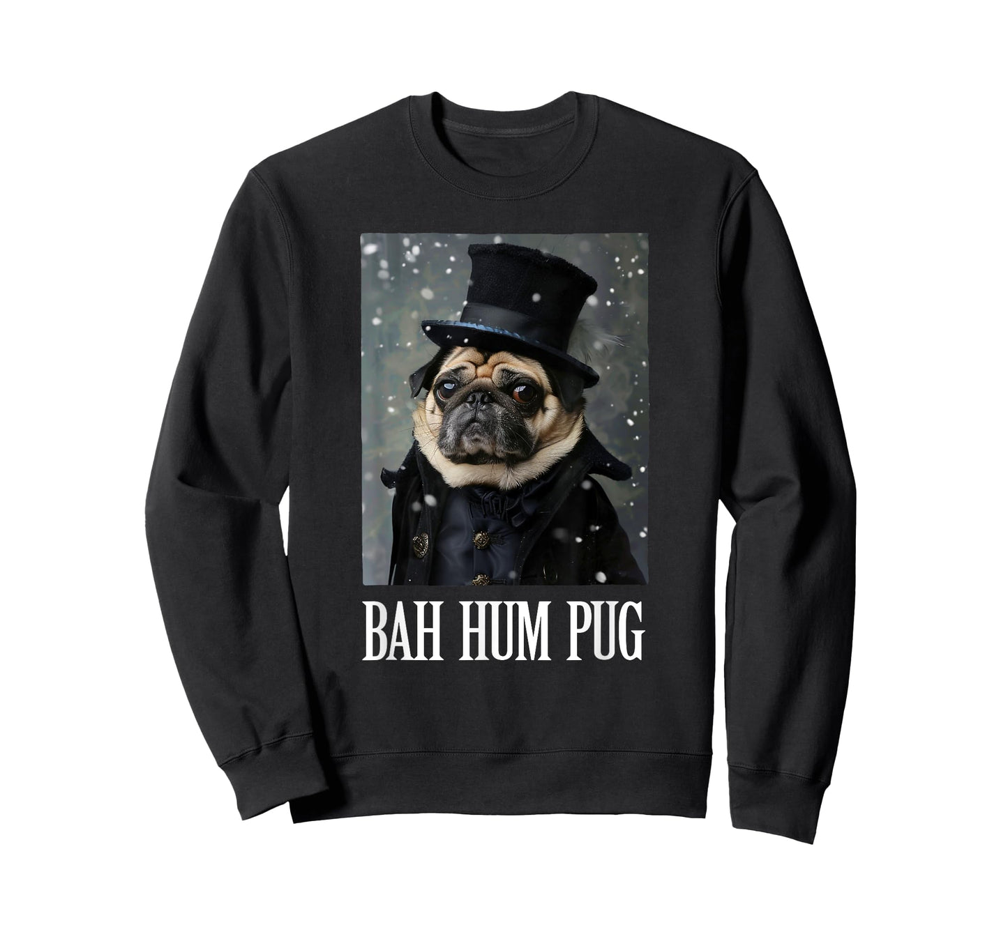Funny Dog Bah Hum Pug Christmas Pet Holiday Photo Humbug Bug T-Shirt for Men Women Girls Kids