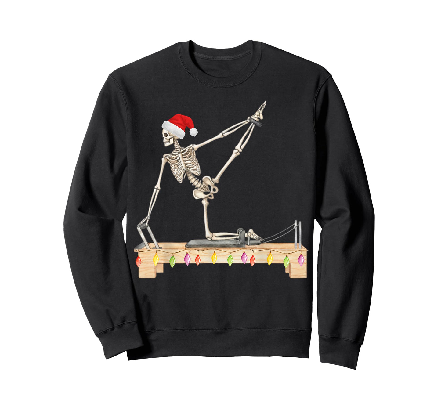 Skeleton Doing Reformer Pilates Machine Pumpkin Christmas T-Shirt