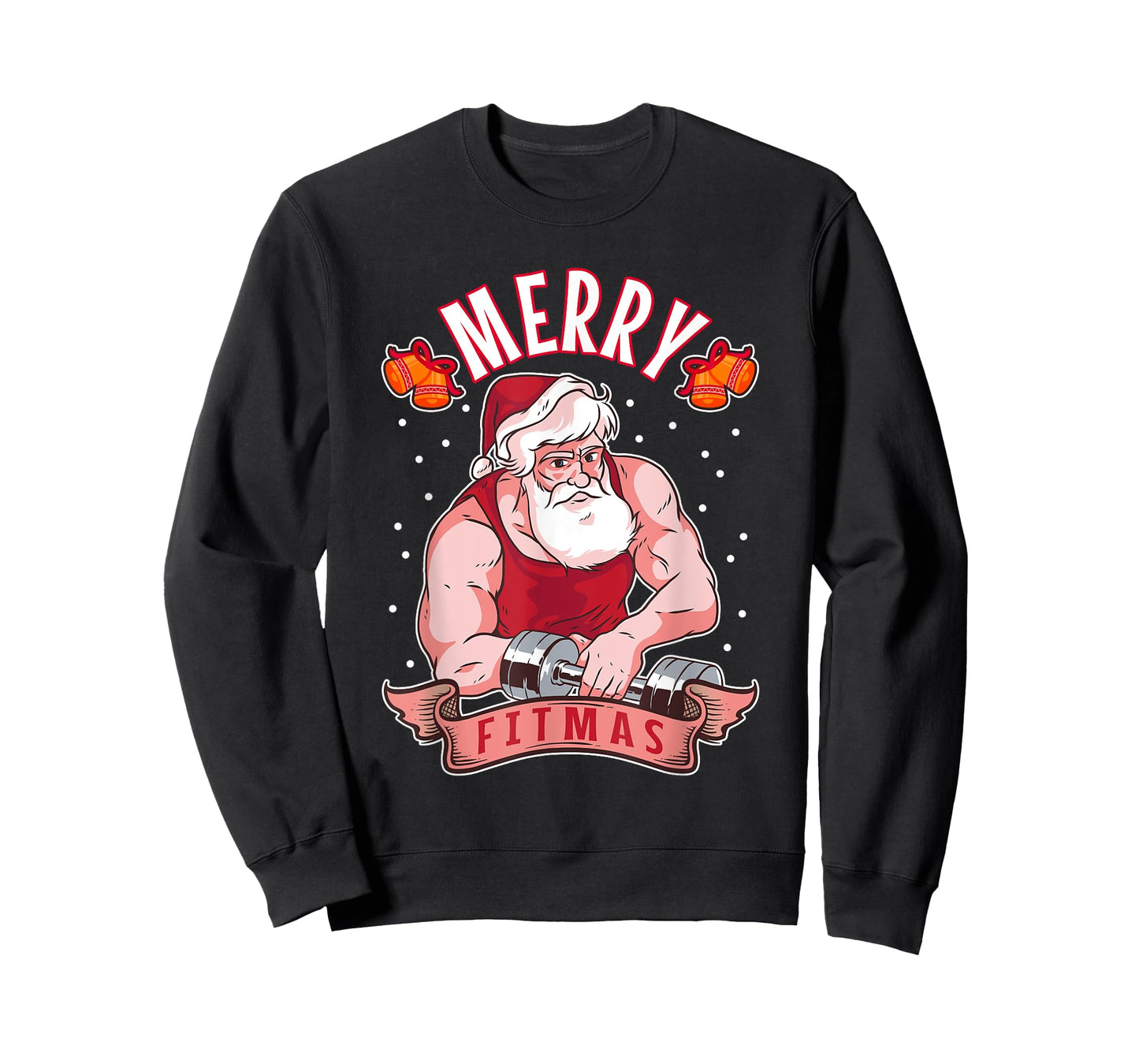 Fitness Christmas exercise fit barbell gym cool Santa Claus T-Shirt
