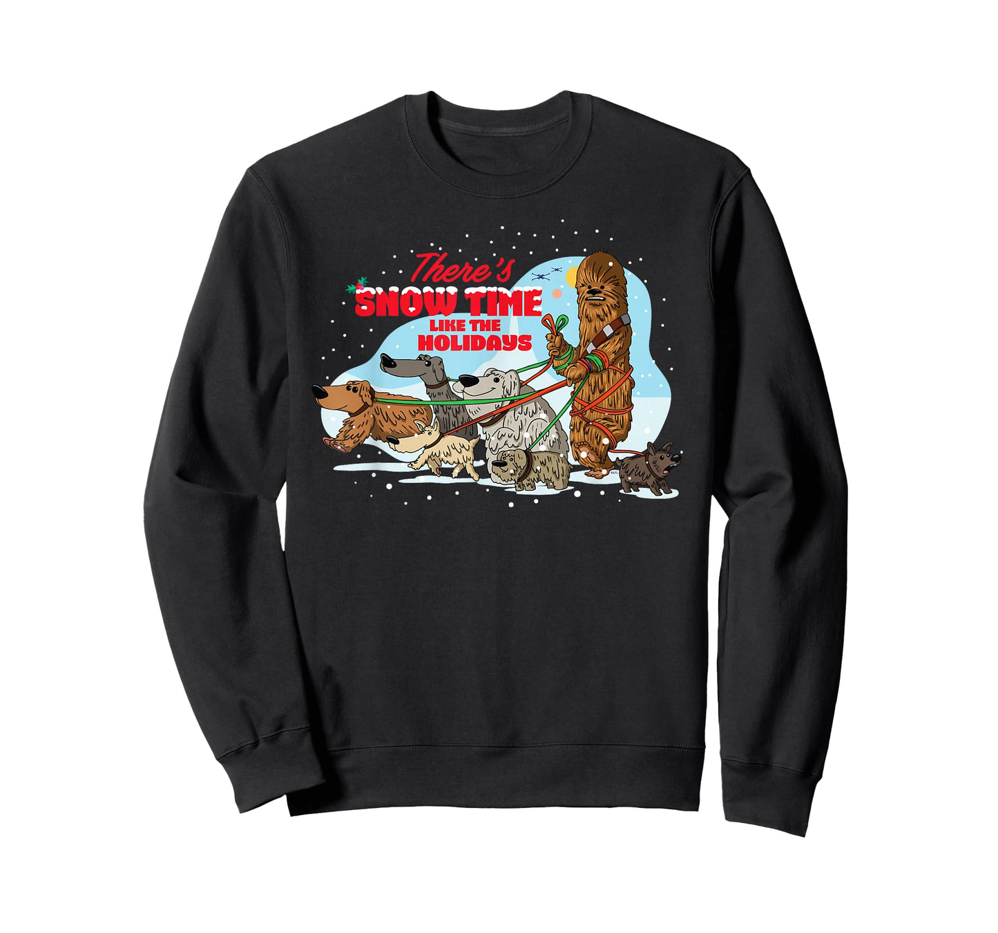 Star Wars Holiday Chewbacca Dog Walker Snow Funny Christmas T-Shirt