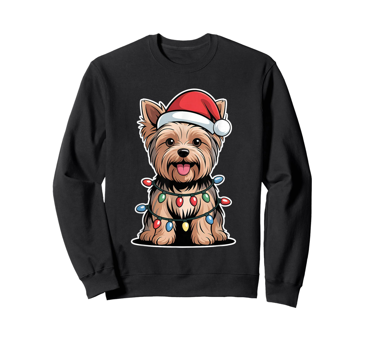 Yorkshire Terrier Wrapped in Christmas Lights T-Shirt
