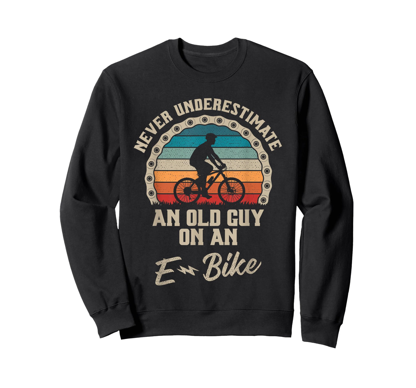 Never Underestimate an Old Guy On an E-Bike Biking Mens T-Shirt