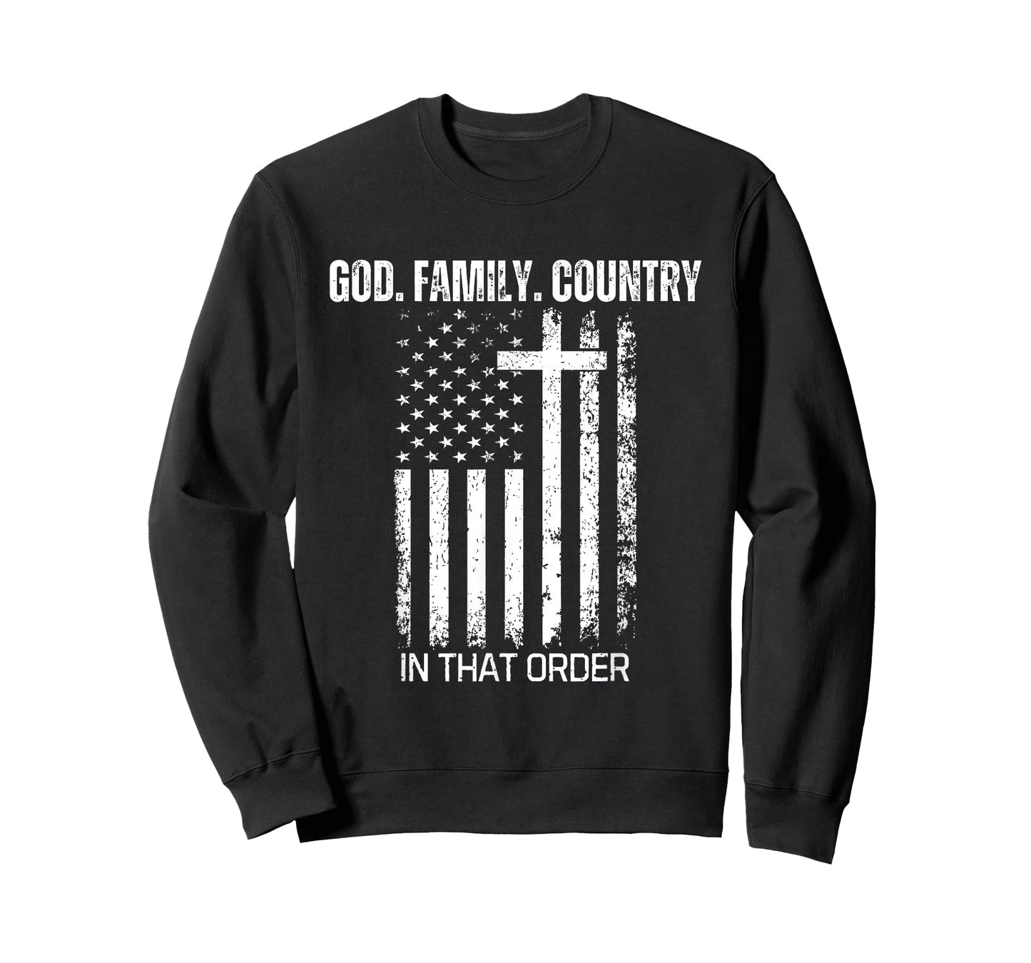 God Family Country in That Order Patriotic Christian US Flag T-Shirt