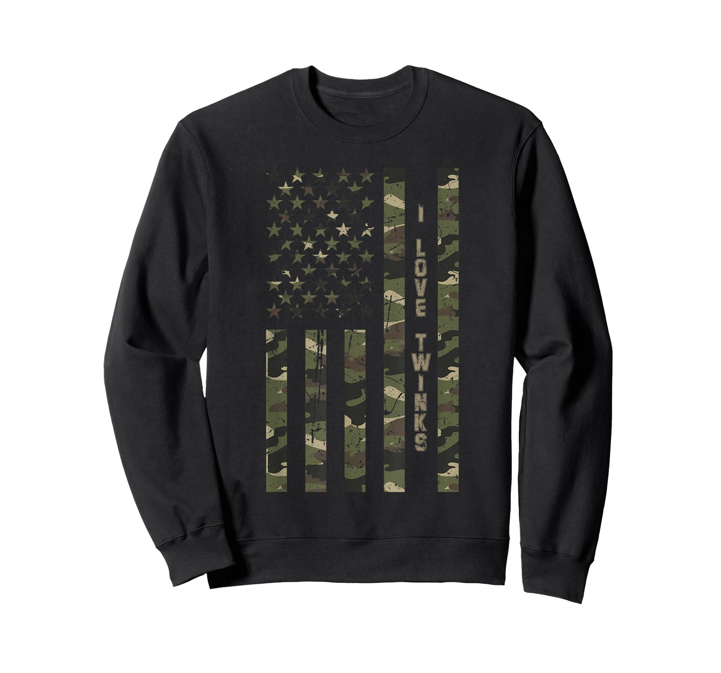 I Love Twinks United States Distressed Camo w US Flag T-Shirt