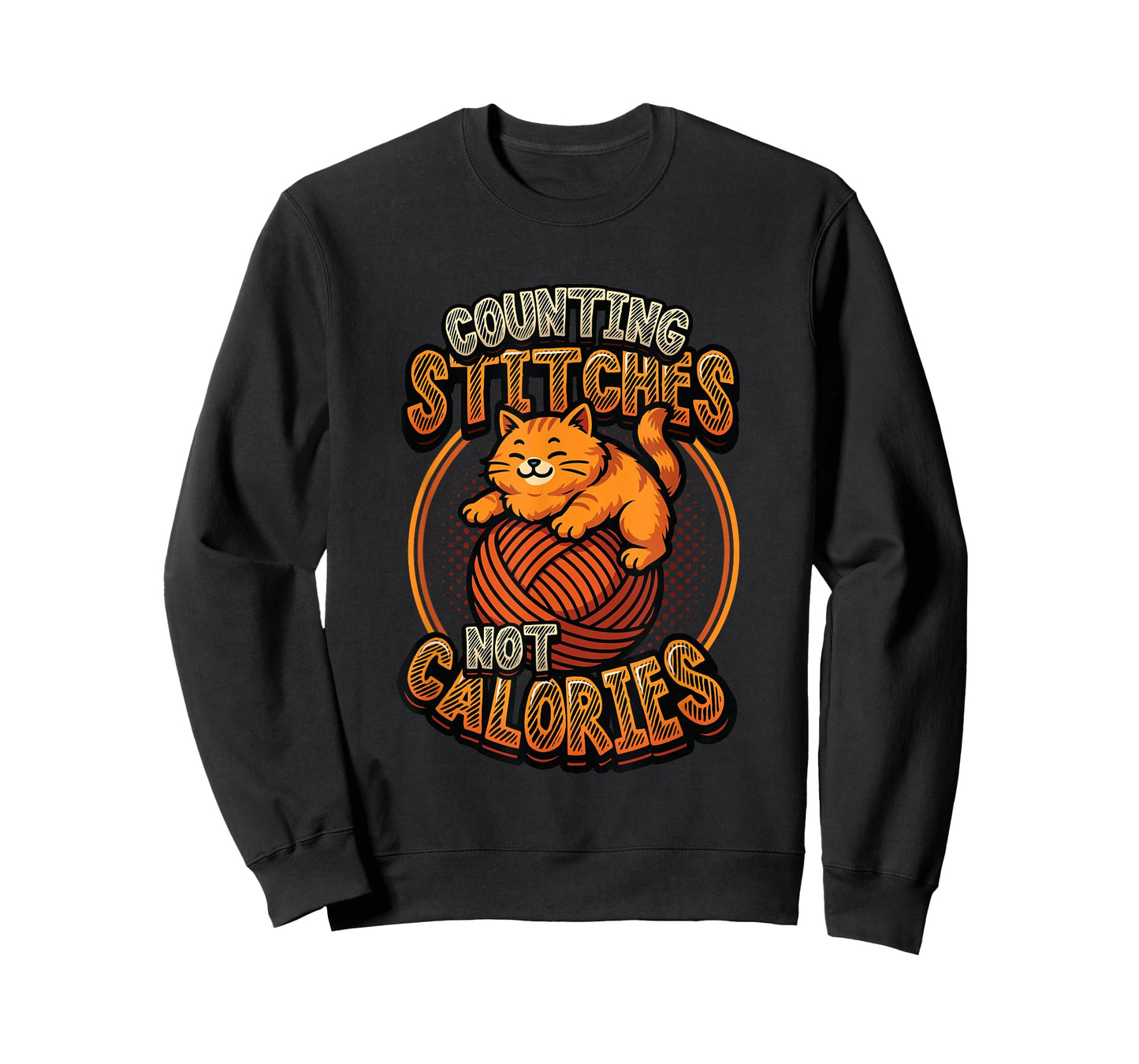 Counting Stitches Not Calories Knitting Cat T-Shirt
