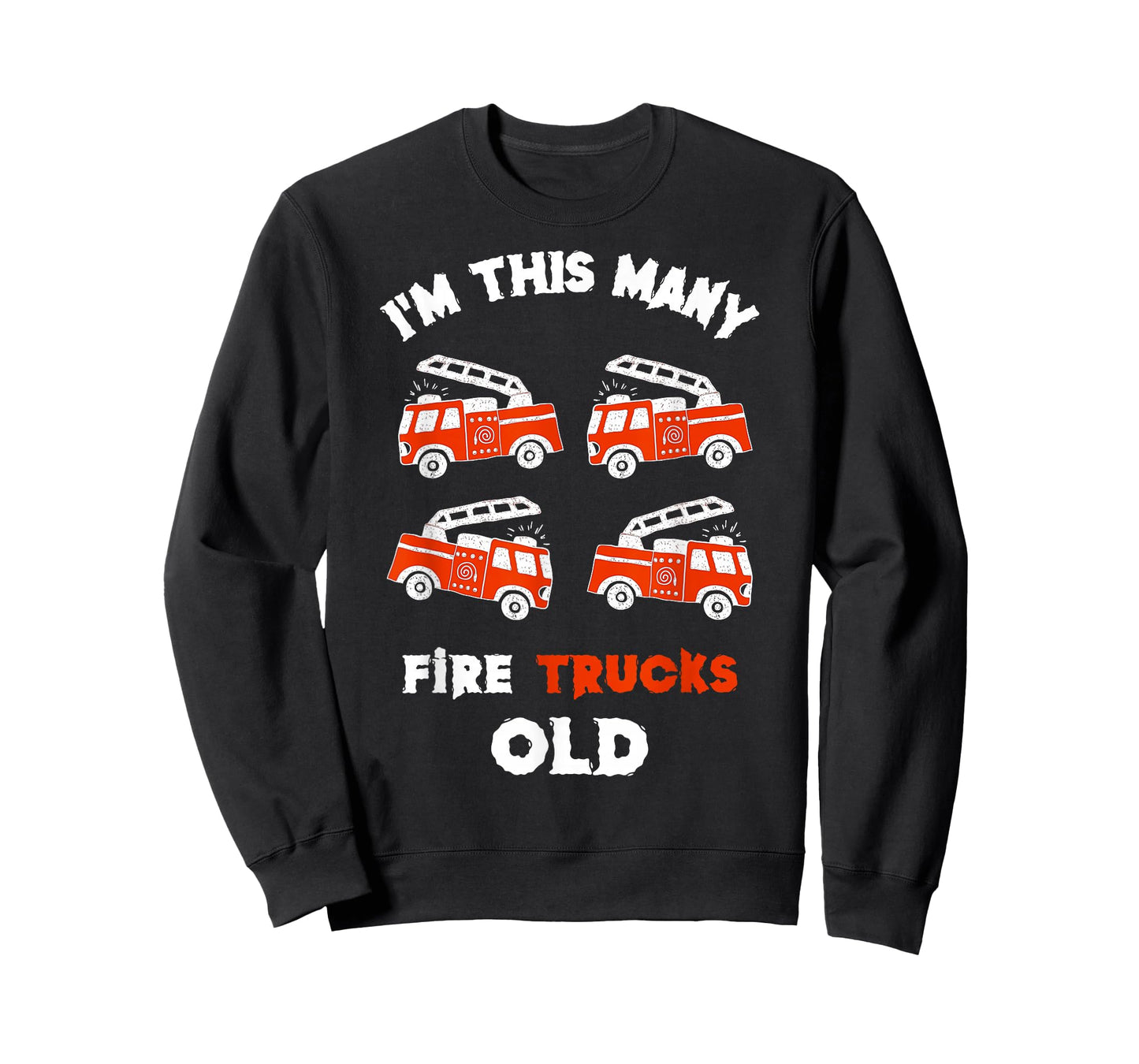 Funny Firefighter I'm 4 Fire Trucks Old 4th Birthday Kids T-Shirt