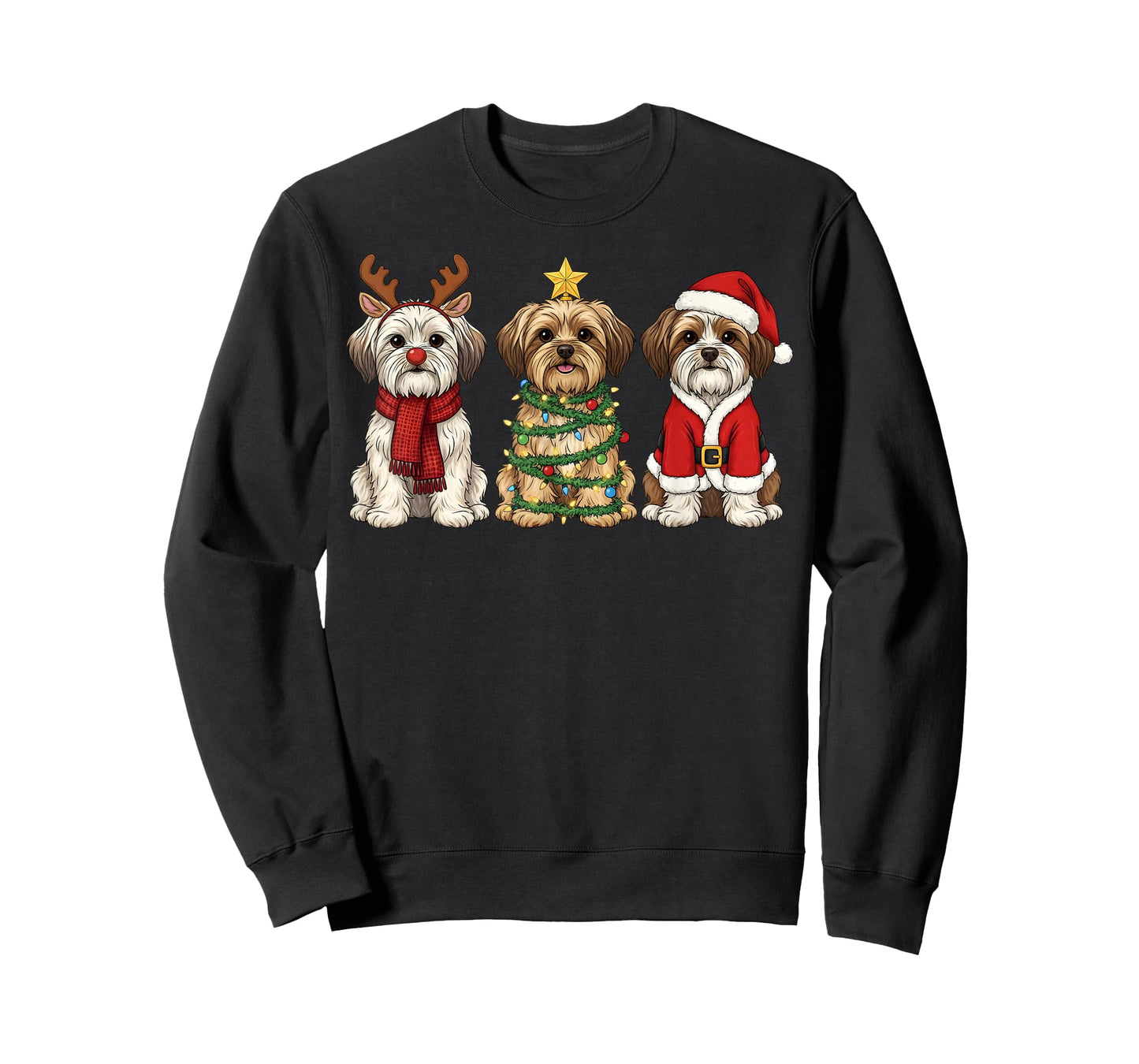 Retro Christmas Morkie Santa Reindeer Dog Lover T-Shirt