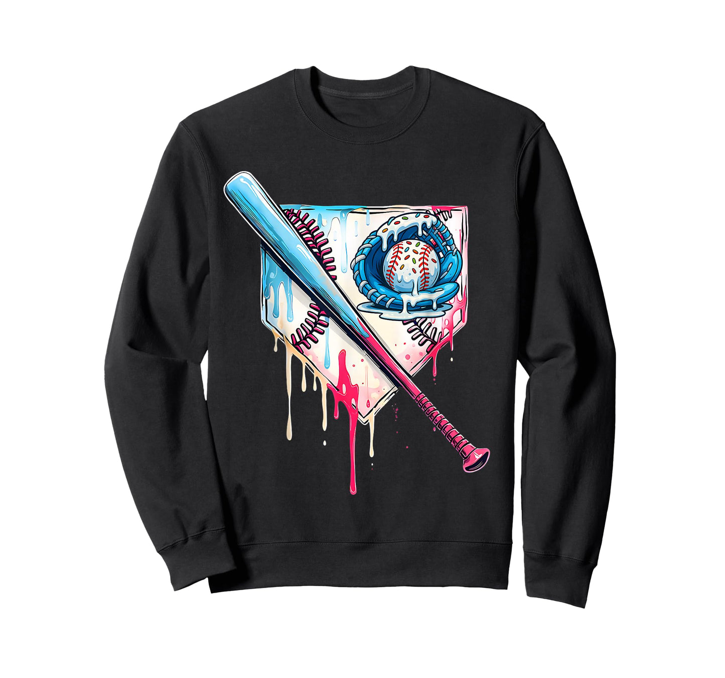 Baseball Home Plate Dripping Ice Cream Drip Youth Boys T-Shirt