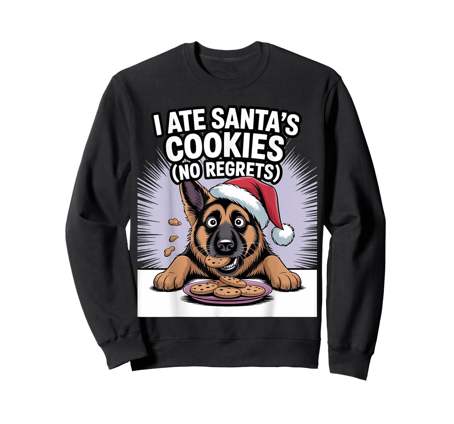 I Ate Santas Cookies Puppy Funny Christmas German Shepherd T-Shirt