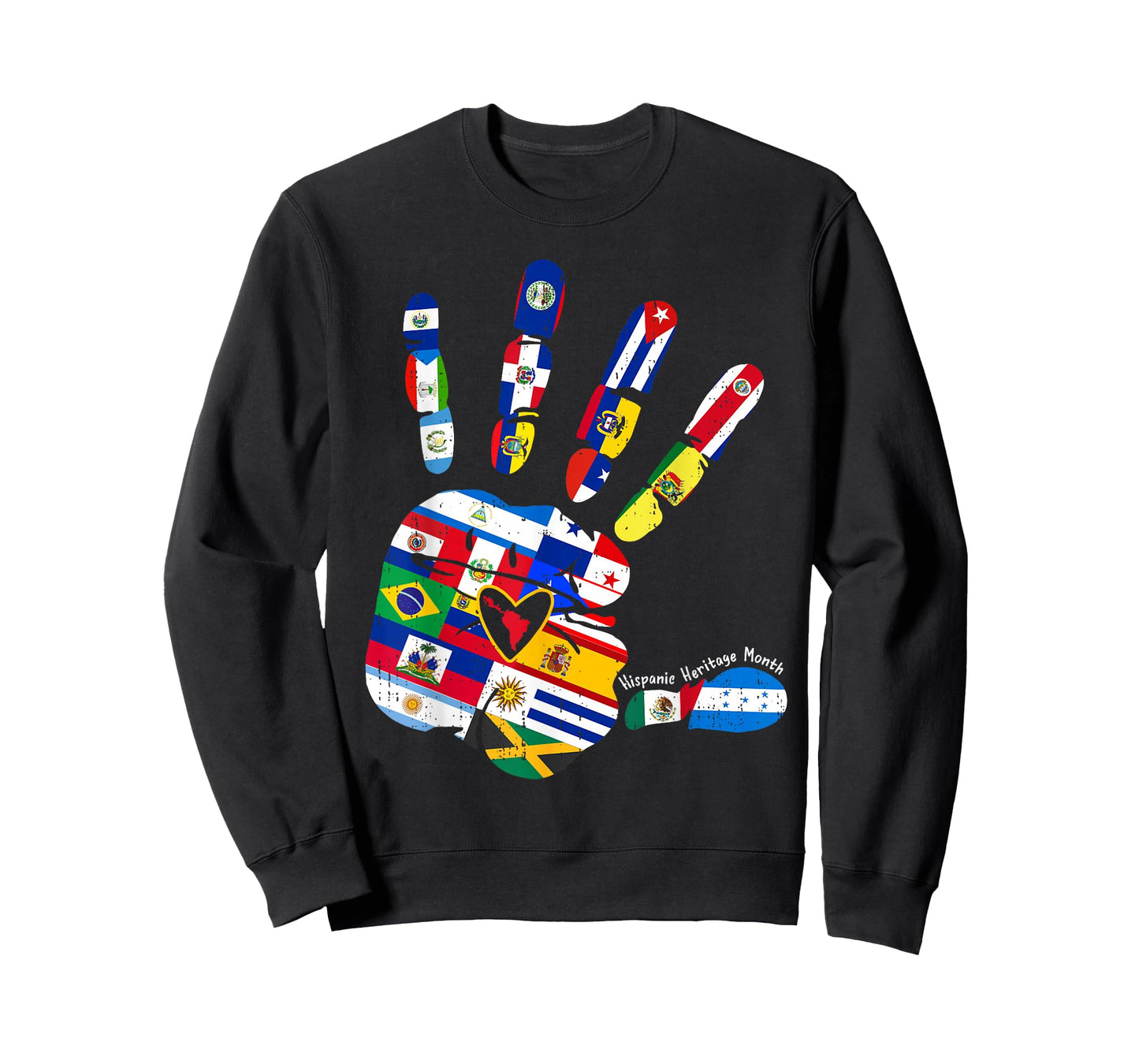 Hispanic Heritage Month Hands Heart Latino Countries Flags T-Shirt