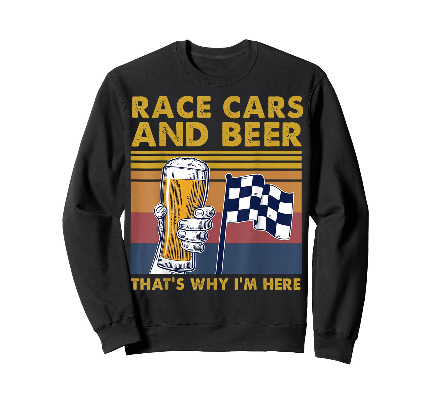 Vintage Race Cars Checkered Flag Beer That's Why I'm Here T-Shirt