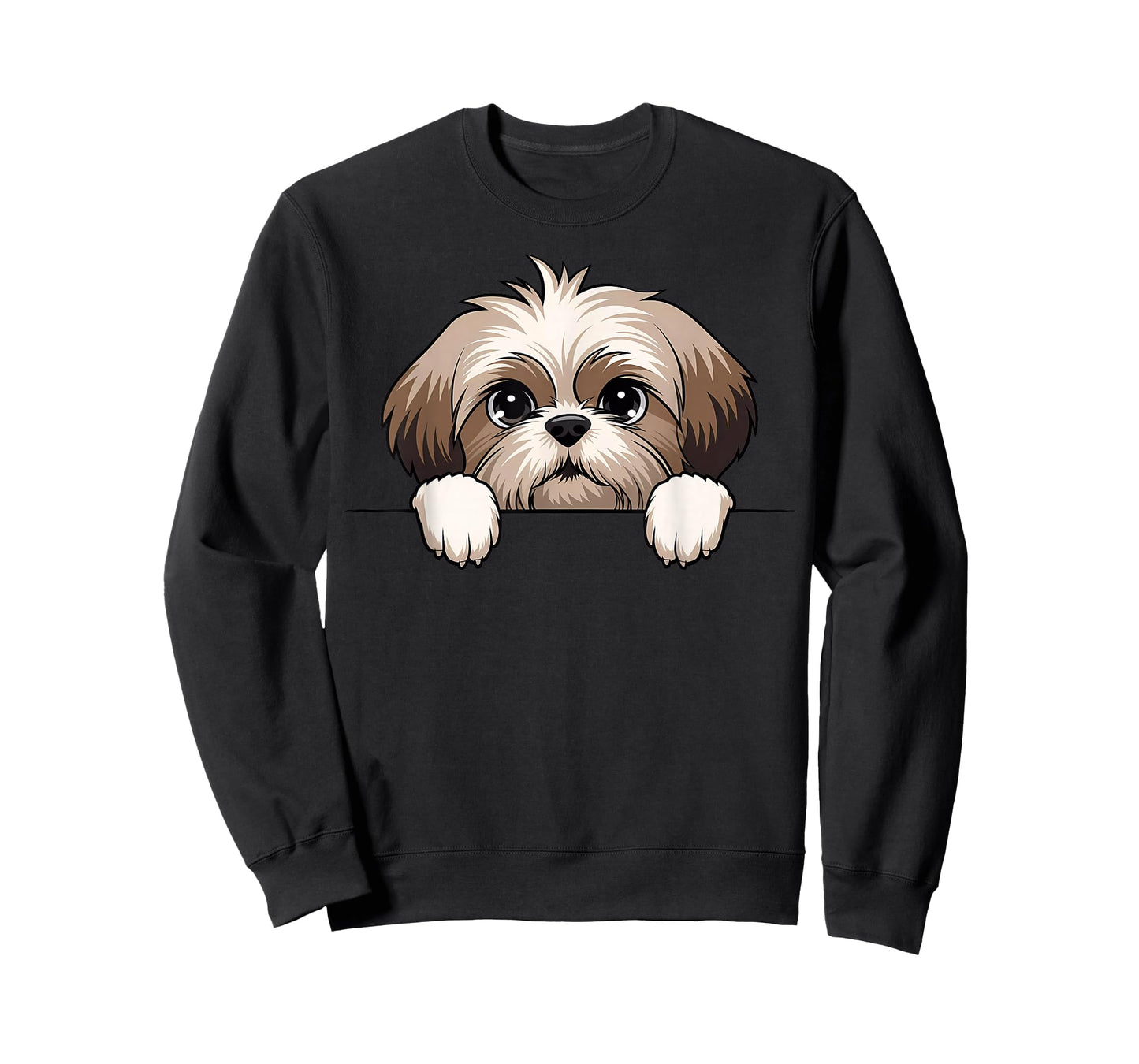 Cute Shih Tzu Peeking Puppy Funny Dog Lover Women Men Kids T-Shirt