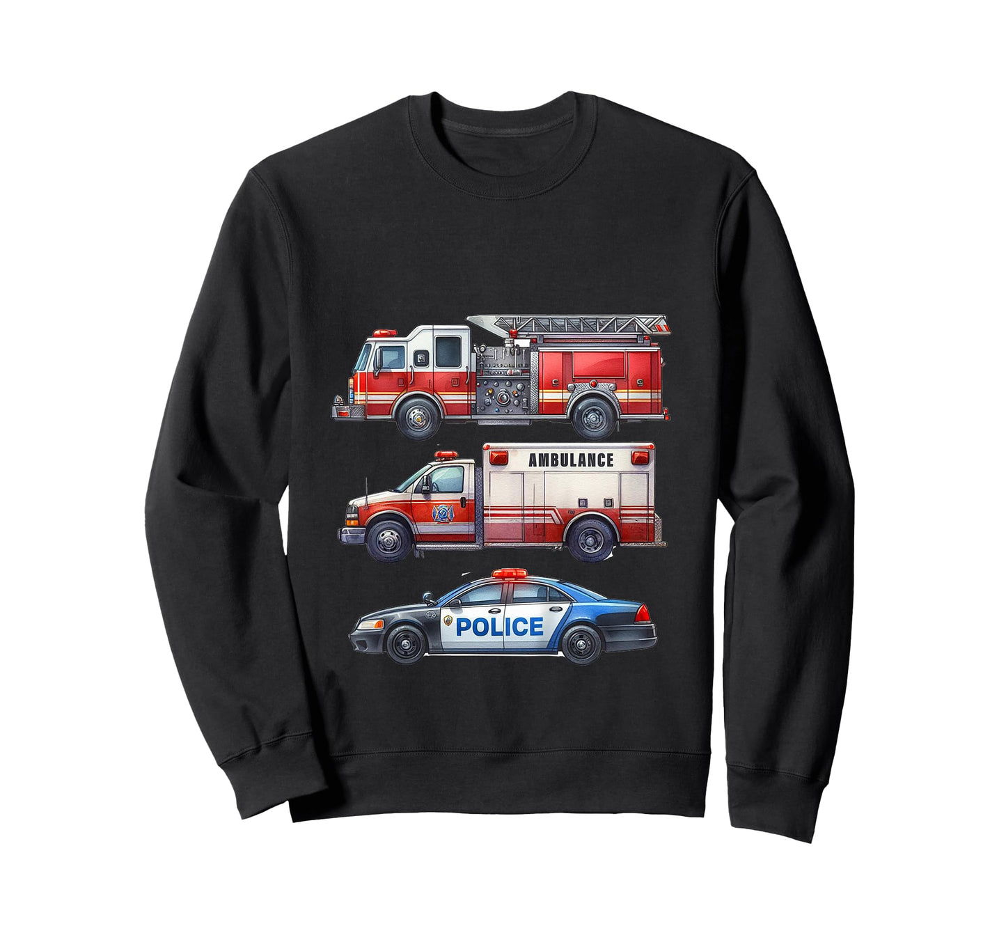 Kids Emergency Rescue Vehicle Boy Fire Truck Police Car Ambulance T-Shirt