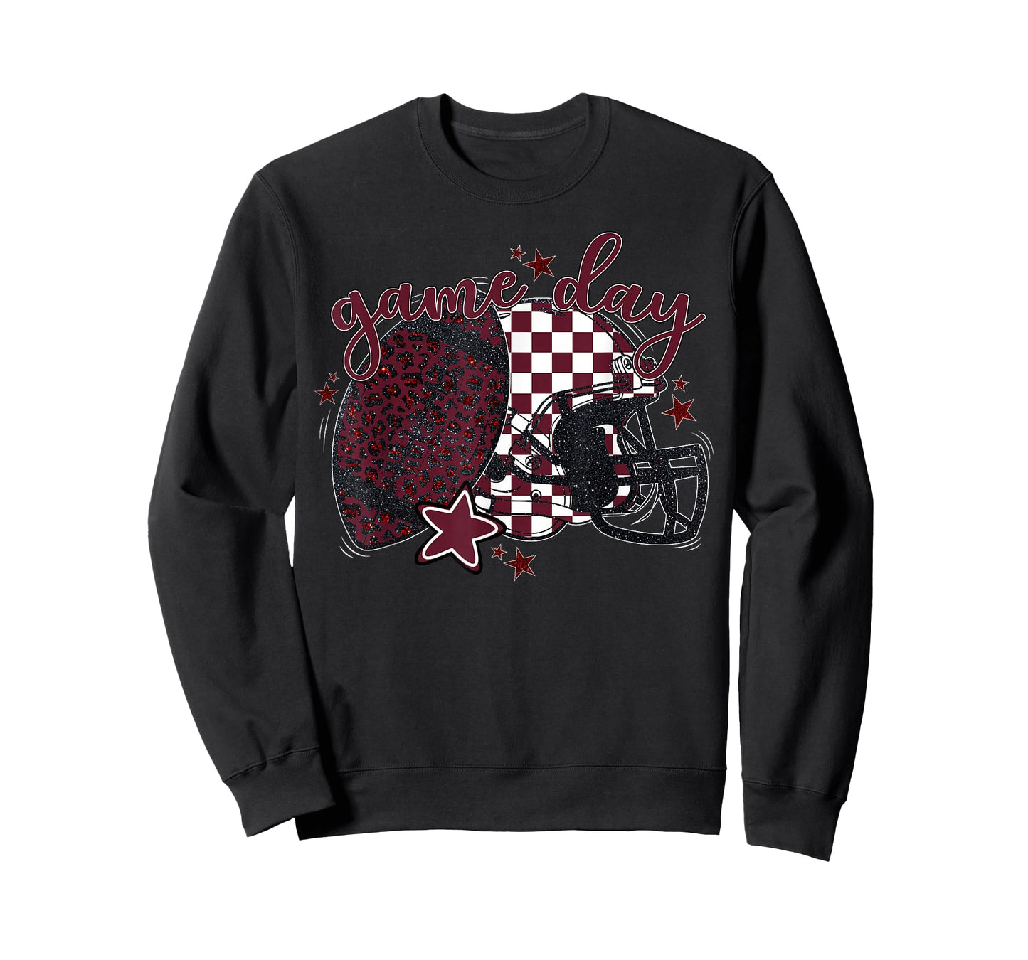 Maroon Leopard Game Day Football Touchdown Season Men Boys T-Shirt