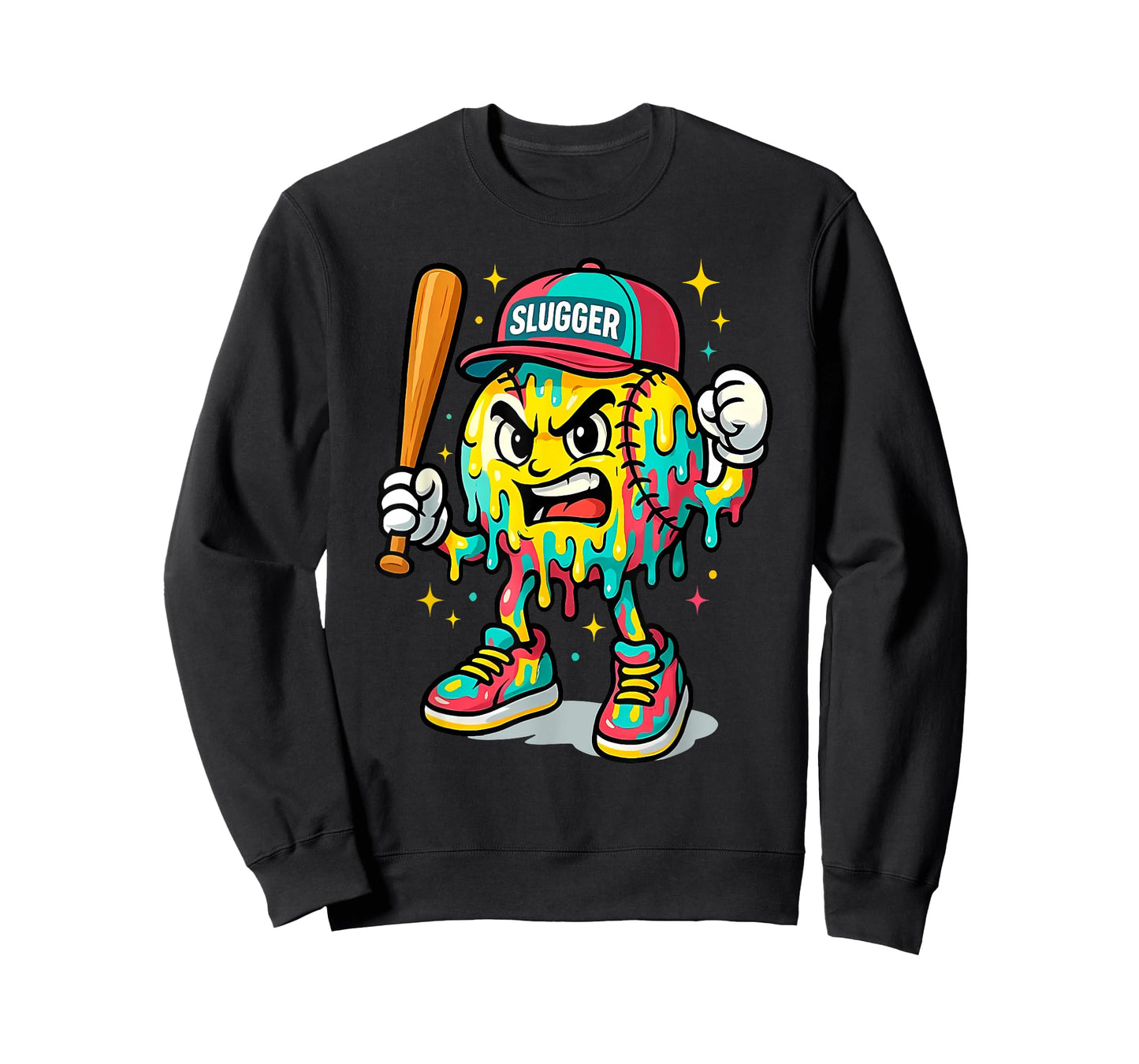 Funny Baseball Drip for Boys Kids Youth Dripping Ice Cream T-Shirt