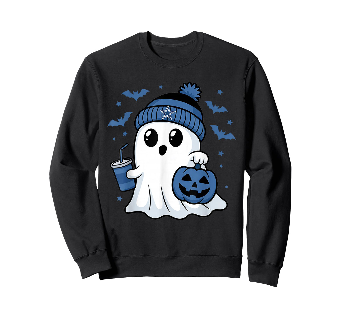 Vintage Dallas Ghost Cute Ghost Halloween Blue Pumpkin T-Shirt