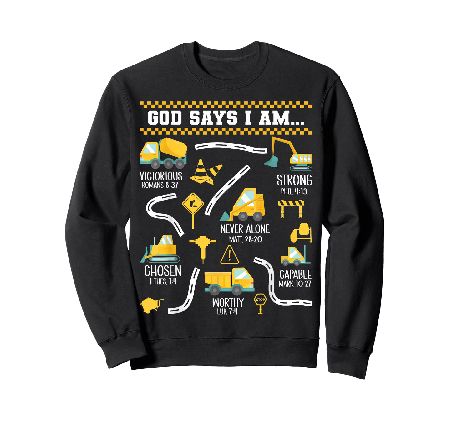 God Says I Am Christian Bible Verses Boys Construction Truck T-Shirt