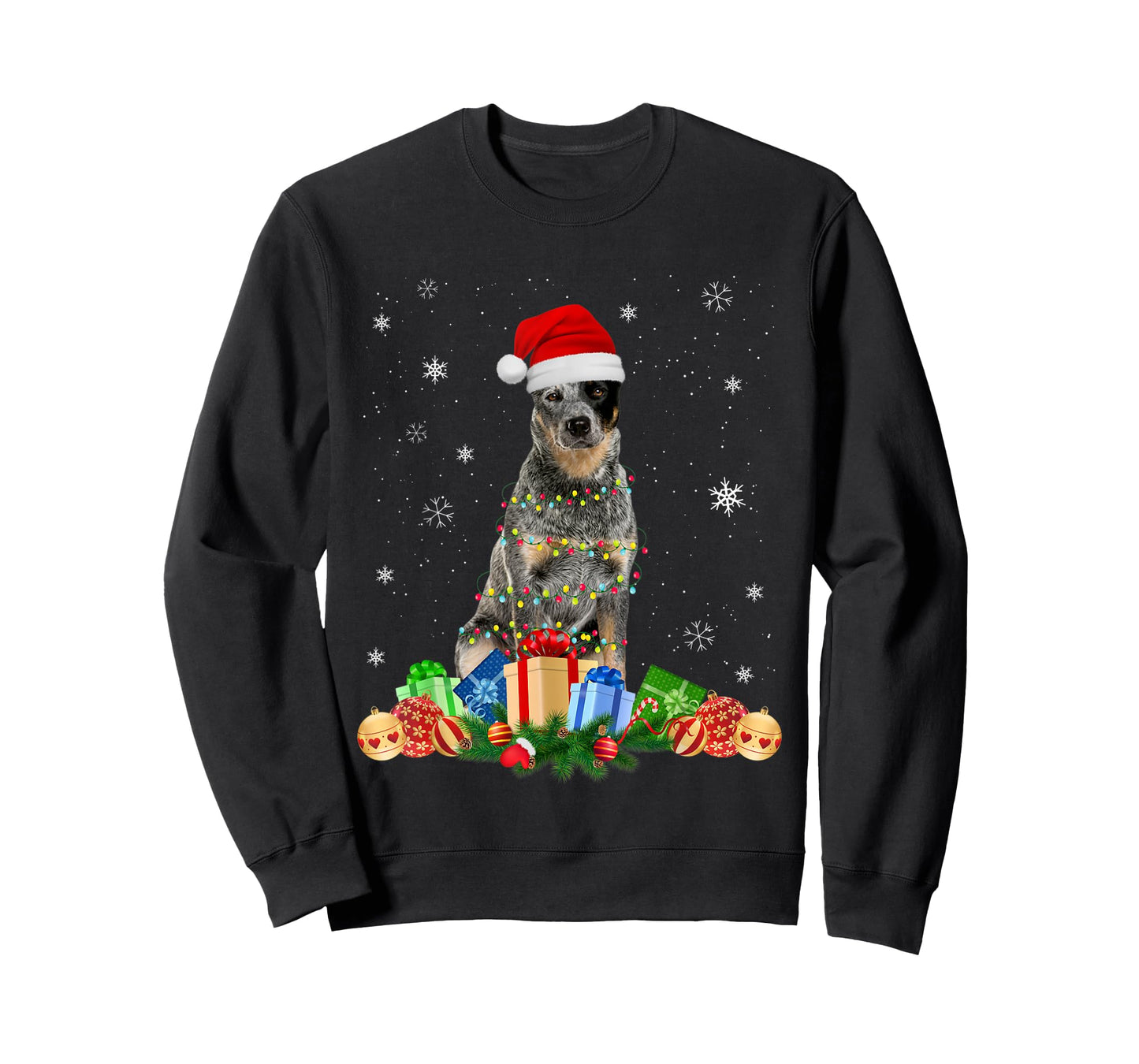 Australian Cattle Dog Christmas Lights Puppy Dog Lover T-Shirt for Men Women Kids