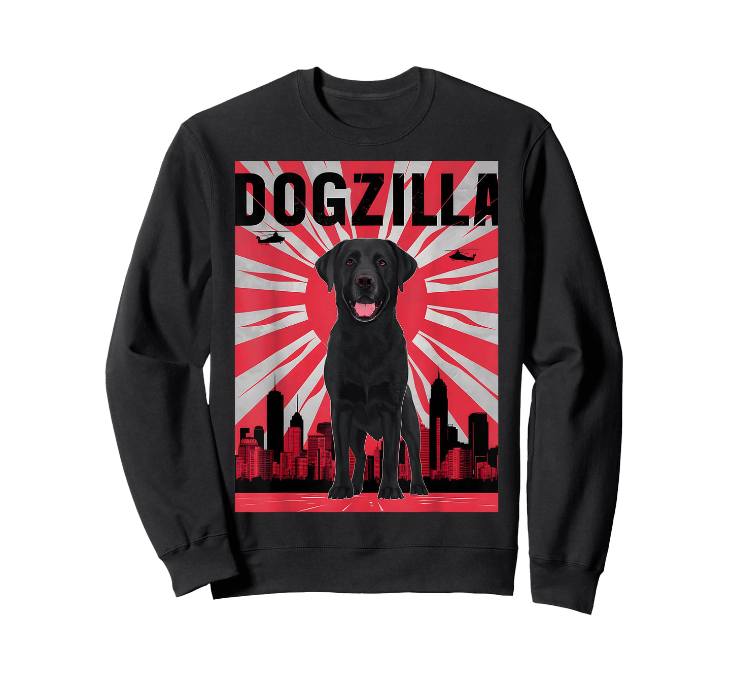 Funny Retro Japanese Dogzilla Black Labrador Retriever T-Shirt