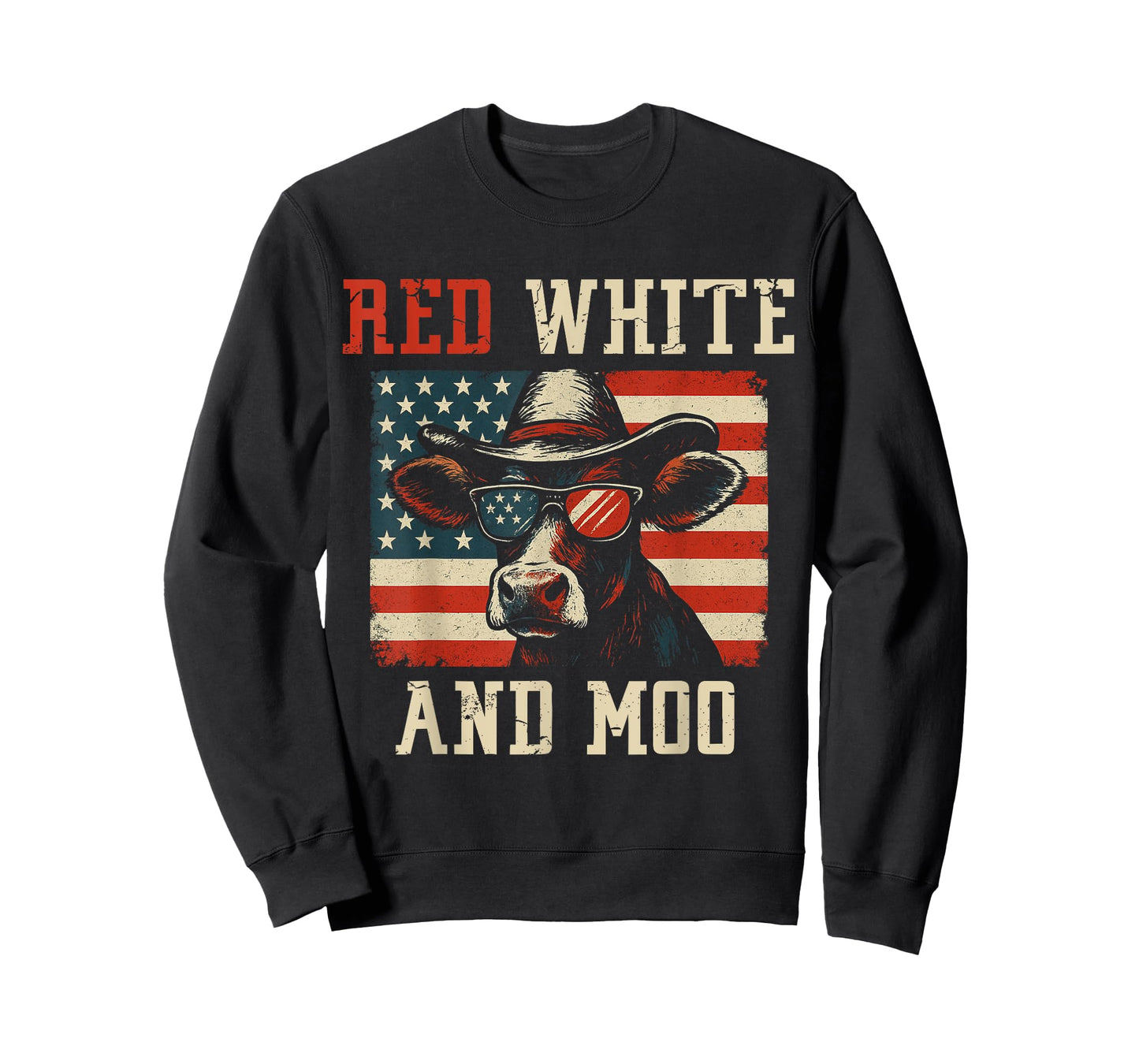 Red, White and Moo Funny Cow American Flag Patriotic T-Shirt