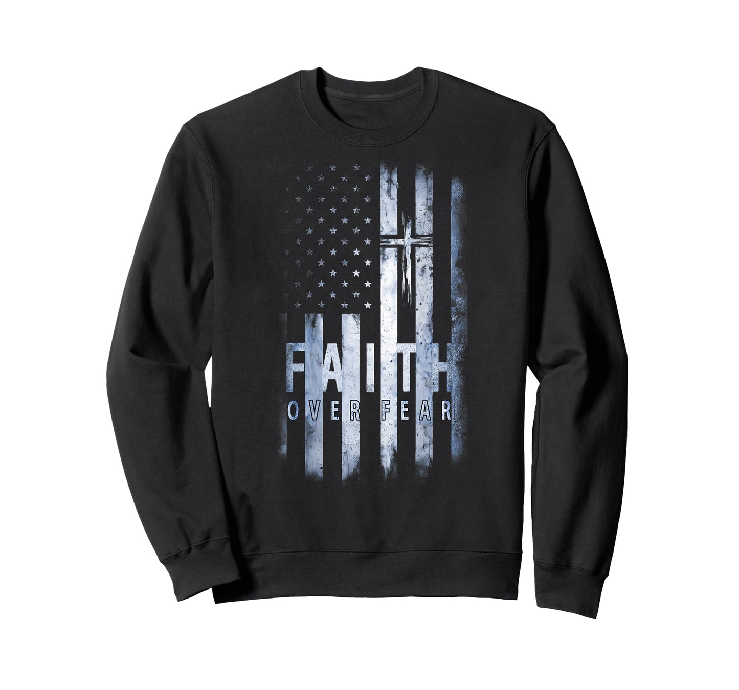 Your Country USA Dibble Dabble Designs On Back | Patriotic USA American Flag Faith Over Fear Prayer T-Shirt, Small