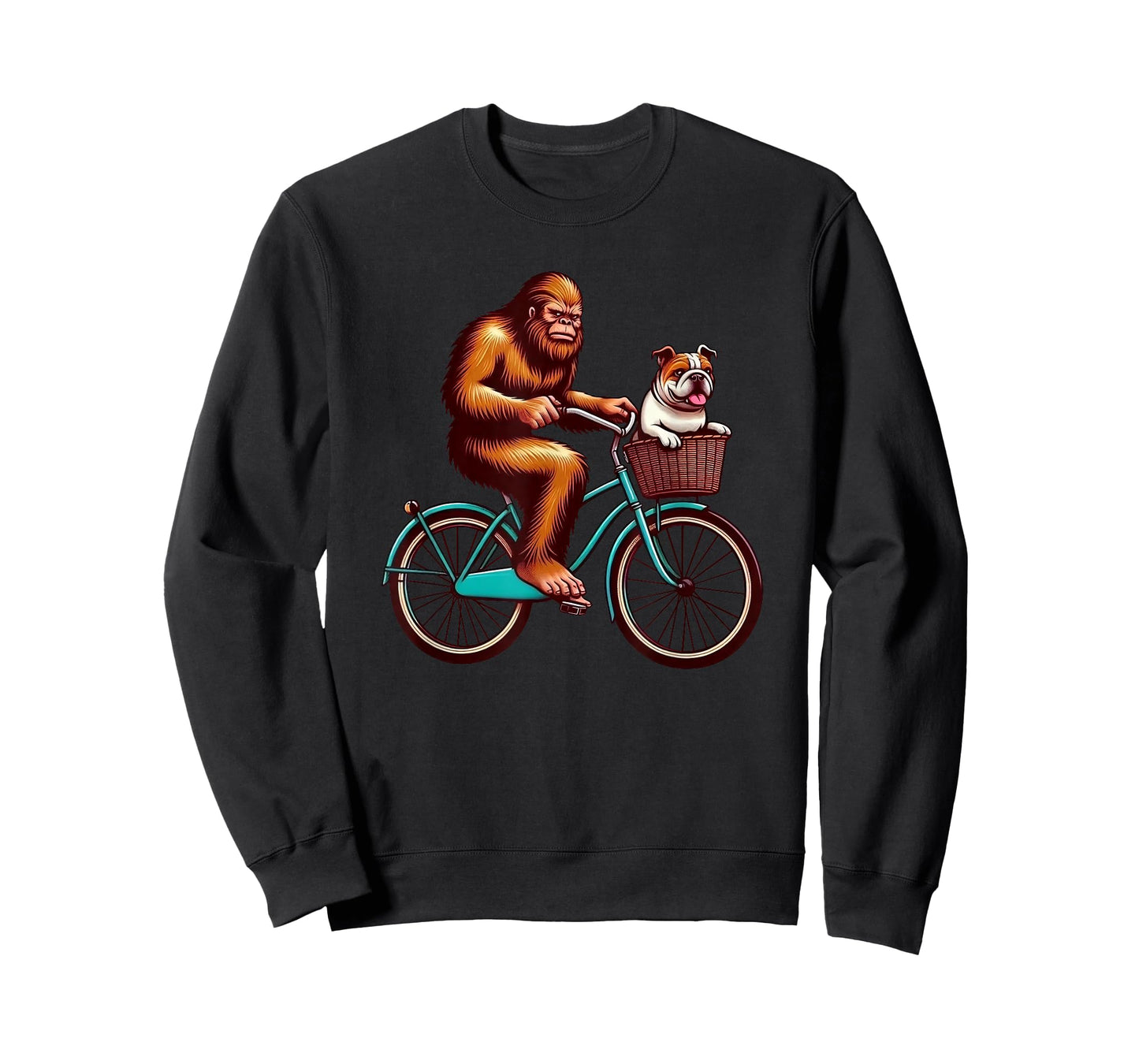 English Bulldog Bigfoot Sasquatch Bicycle Cycling Dog Lover T-Shirt