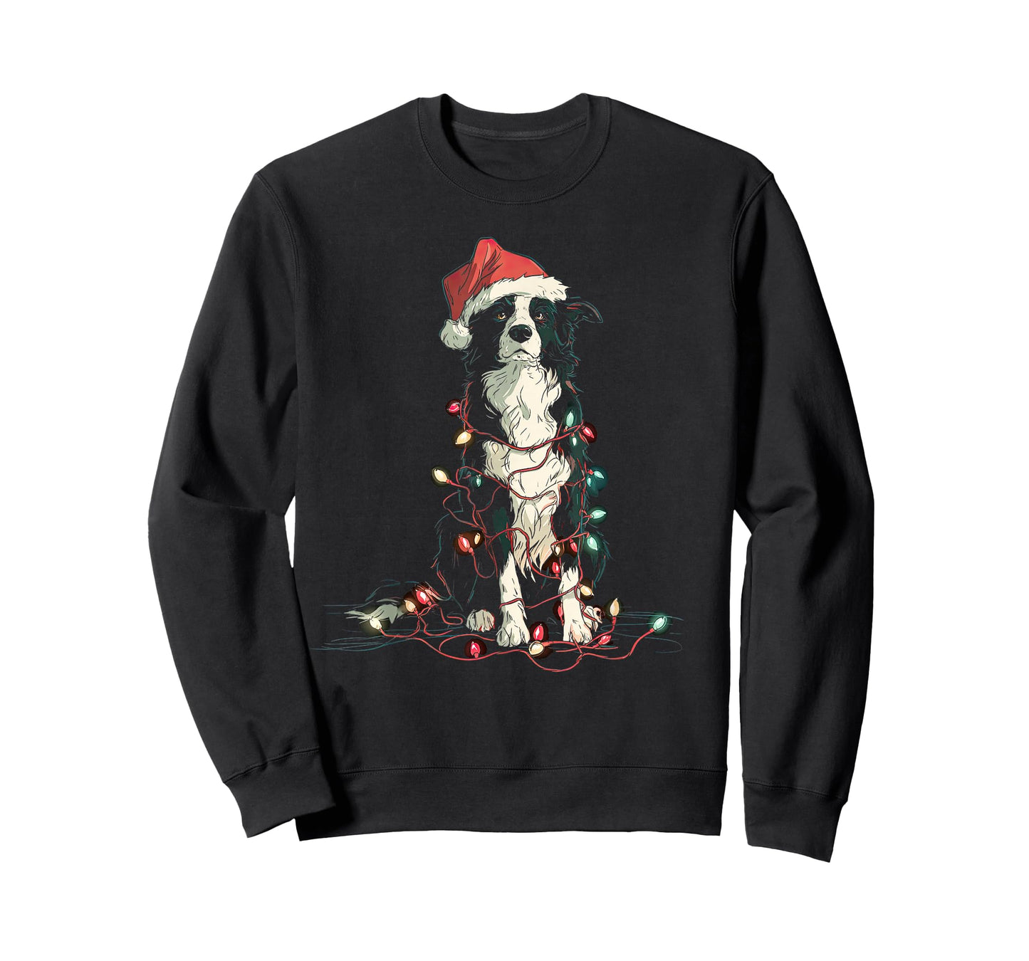 Funny Border Collie Christmas Graphics Dog Lights Lover T-Shirt