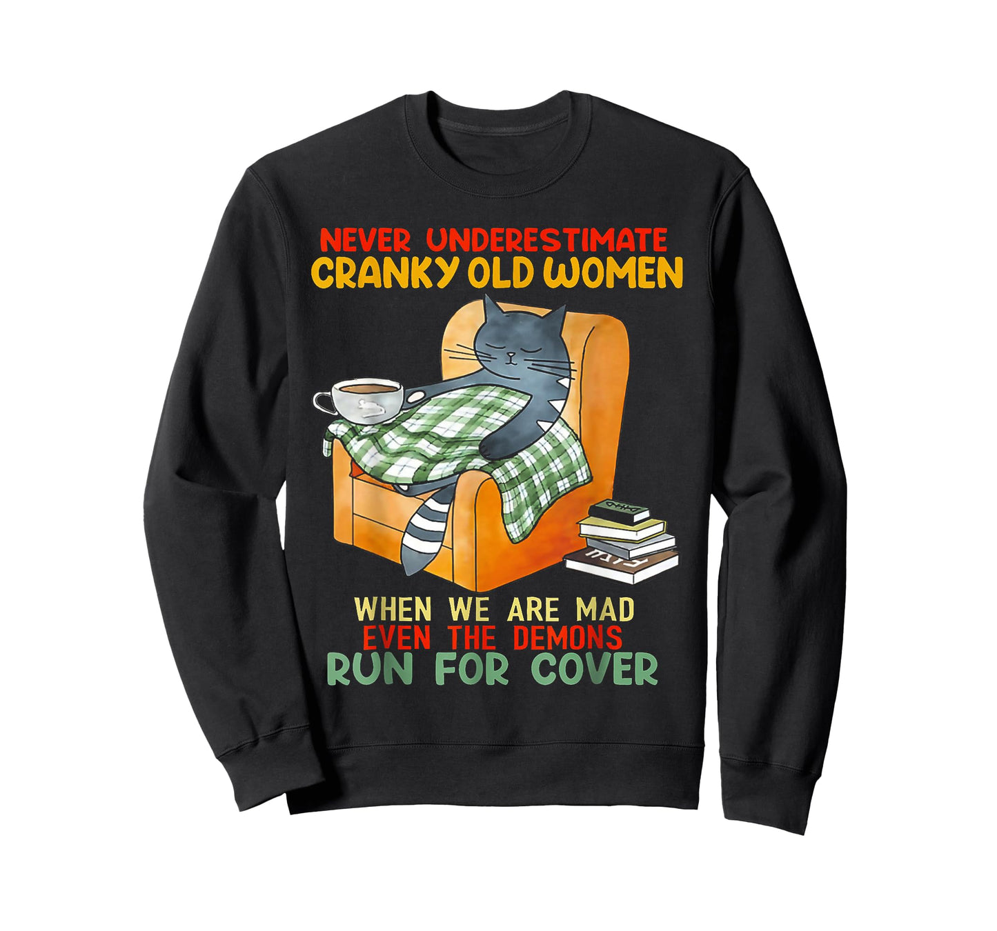 Cat Never Underestimate Cranky Old Women T-Shirt
