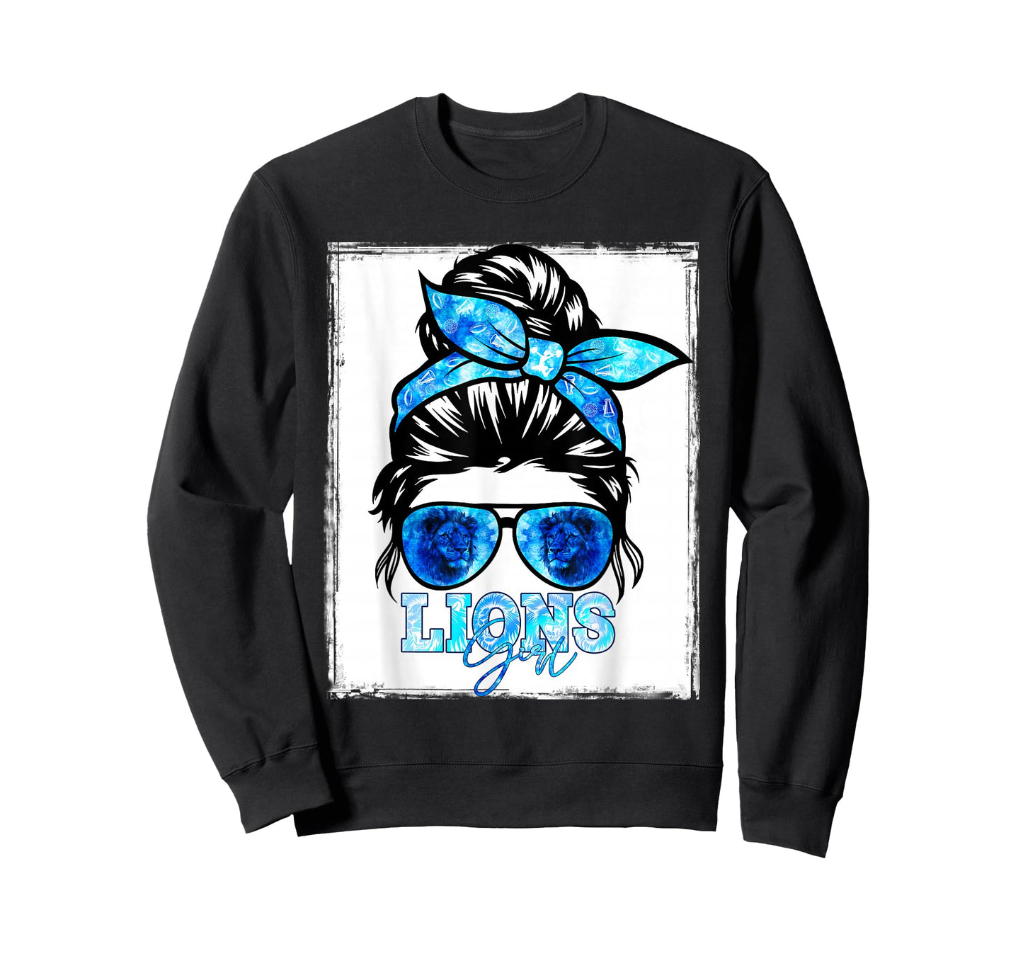 Retro Lion Girl Messy Bun Sports Team Matching Outfit T-Shirt