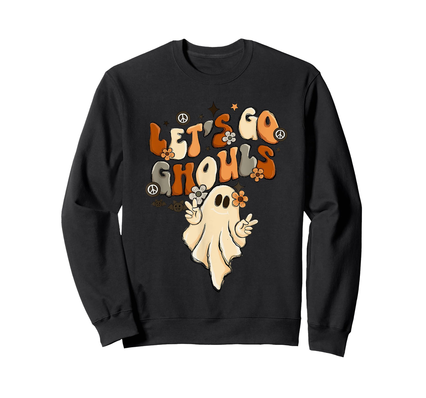 Retro Groovy Let's Go Ghouls Halloween Ghost Outfit Costumes T-Shirt