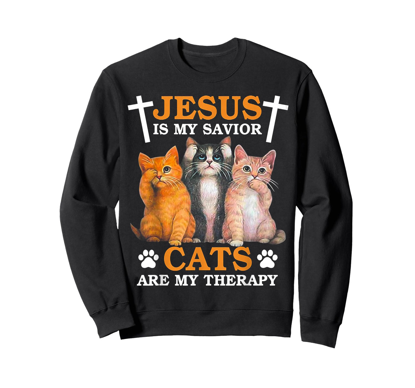 Jesus is my savior Cats are my therapy T-Shirt