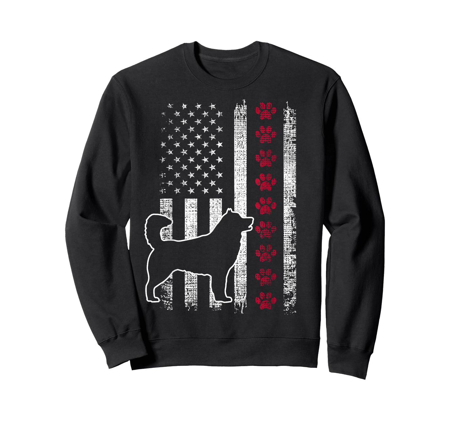 Vintage Retro USA Patriotic American Flag Alaskan Malamute Women Girls Kids Men T-Shirt