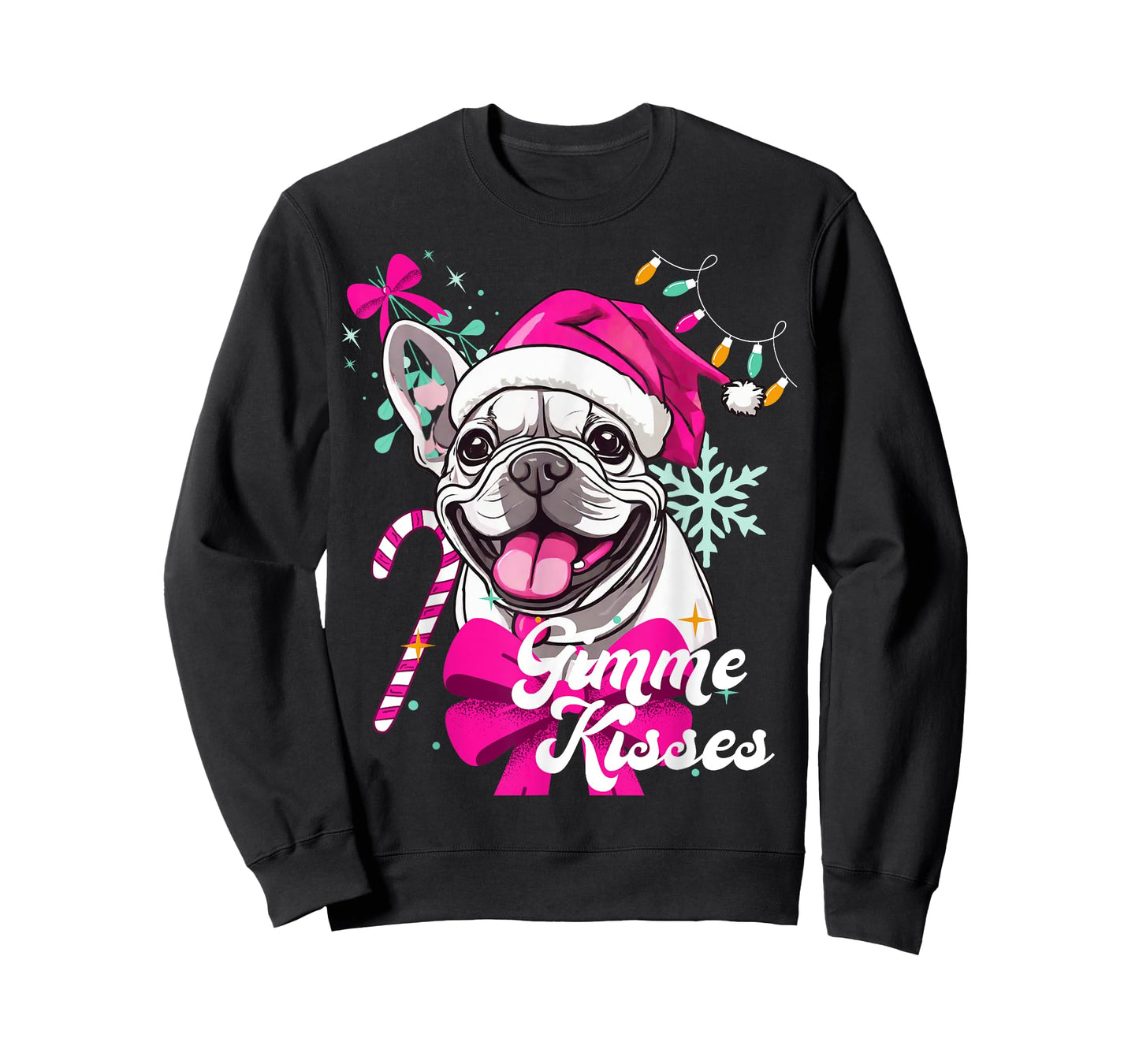 Christmas French Bulldog Dog Kisses Mistletoe Puppy Pet T-Shirt