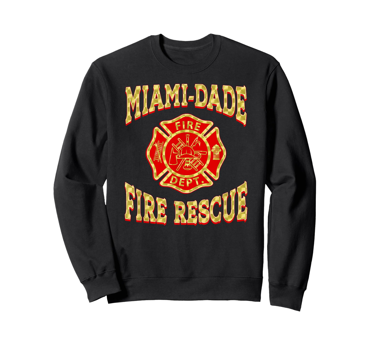 Retro Miami Dade Fire Rescue Department Flag Firemen T-Shirt