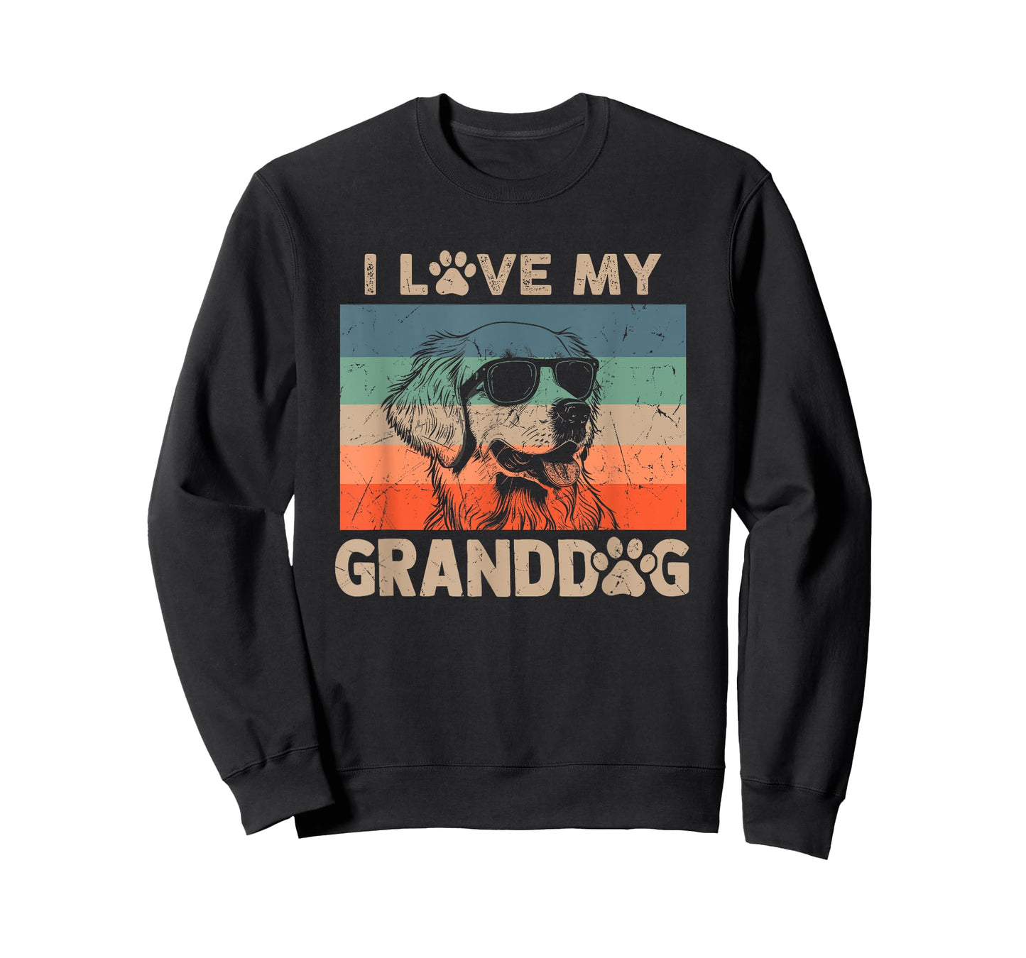 I Love My Granddog Golden Retriever Grandma Grandpa Dog Paw T-Shirt for Men Women Kids