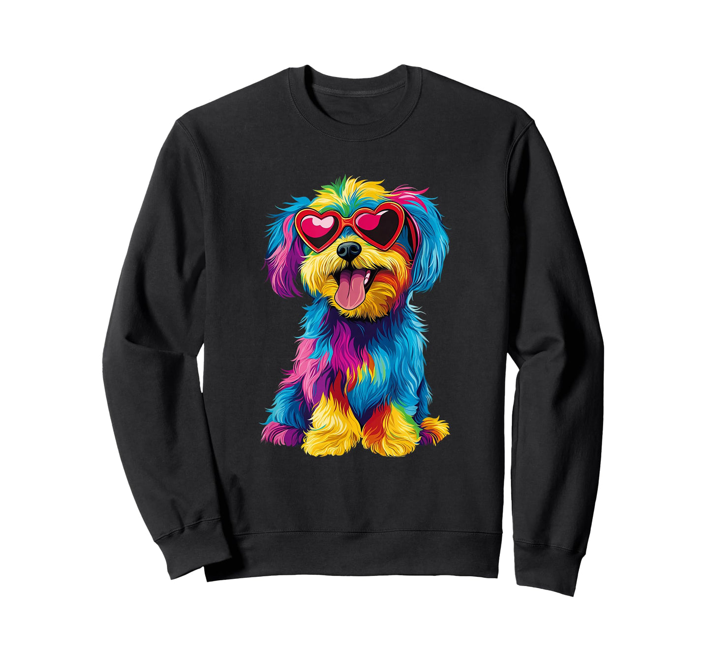 Rainbow Cute Dog Wearing Glasses Heart Puppy Love Dog Funny T-Shirt
