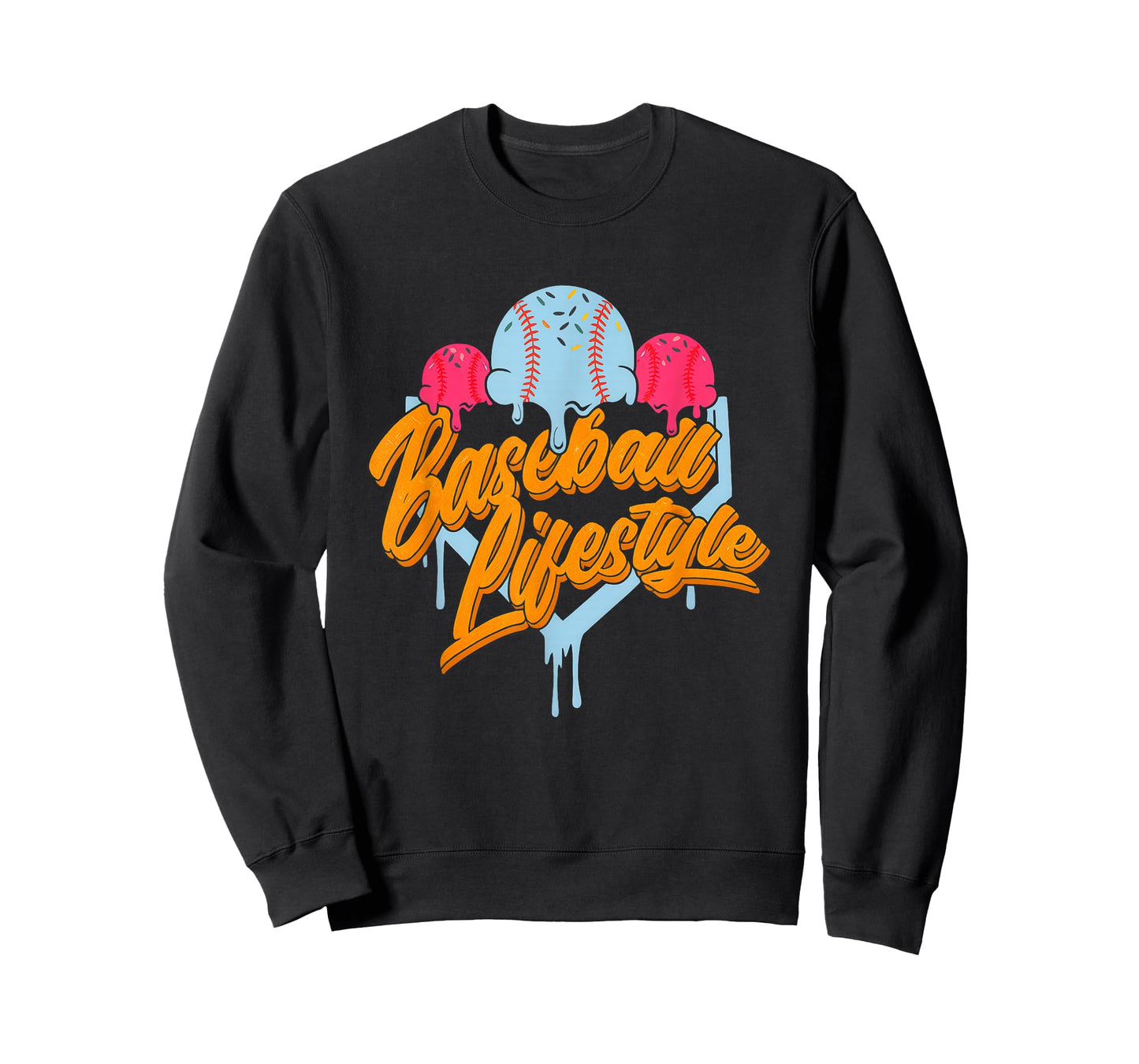 Baseball Lifestyle Home Plate Ice Cream Drip Men Boys Kids T-Shirt