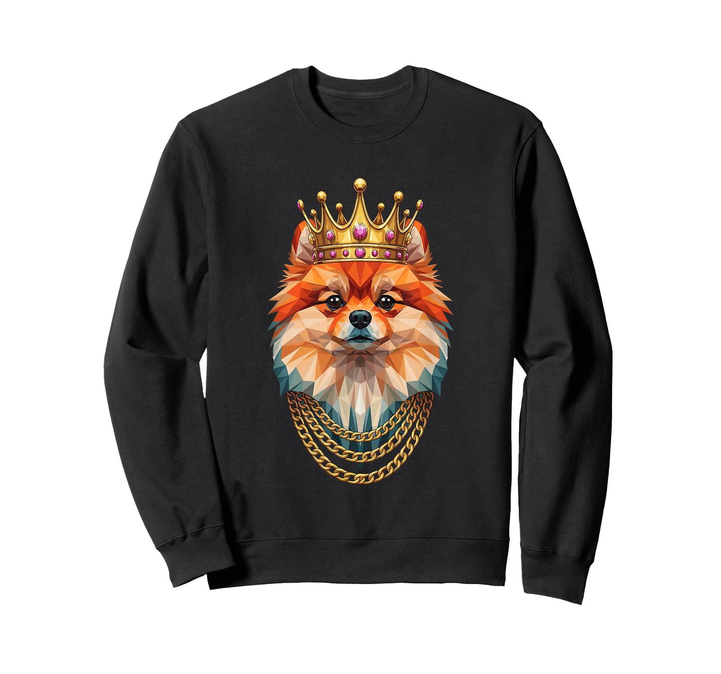 Pomeranian Dog Gangster Golden Crown King Regal Art T-Shirt