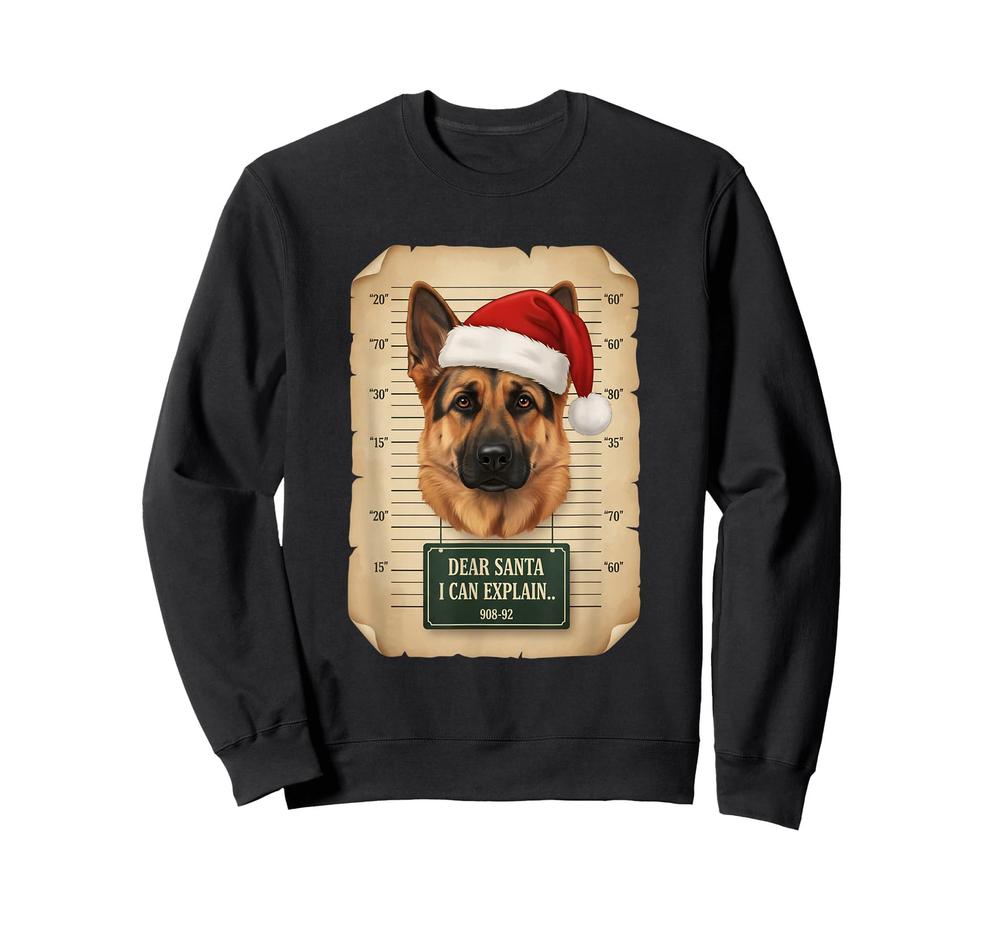 Dog Christmas Mugshot, Funny German Shepherd 'Dear Santa T-Shirt