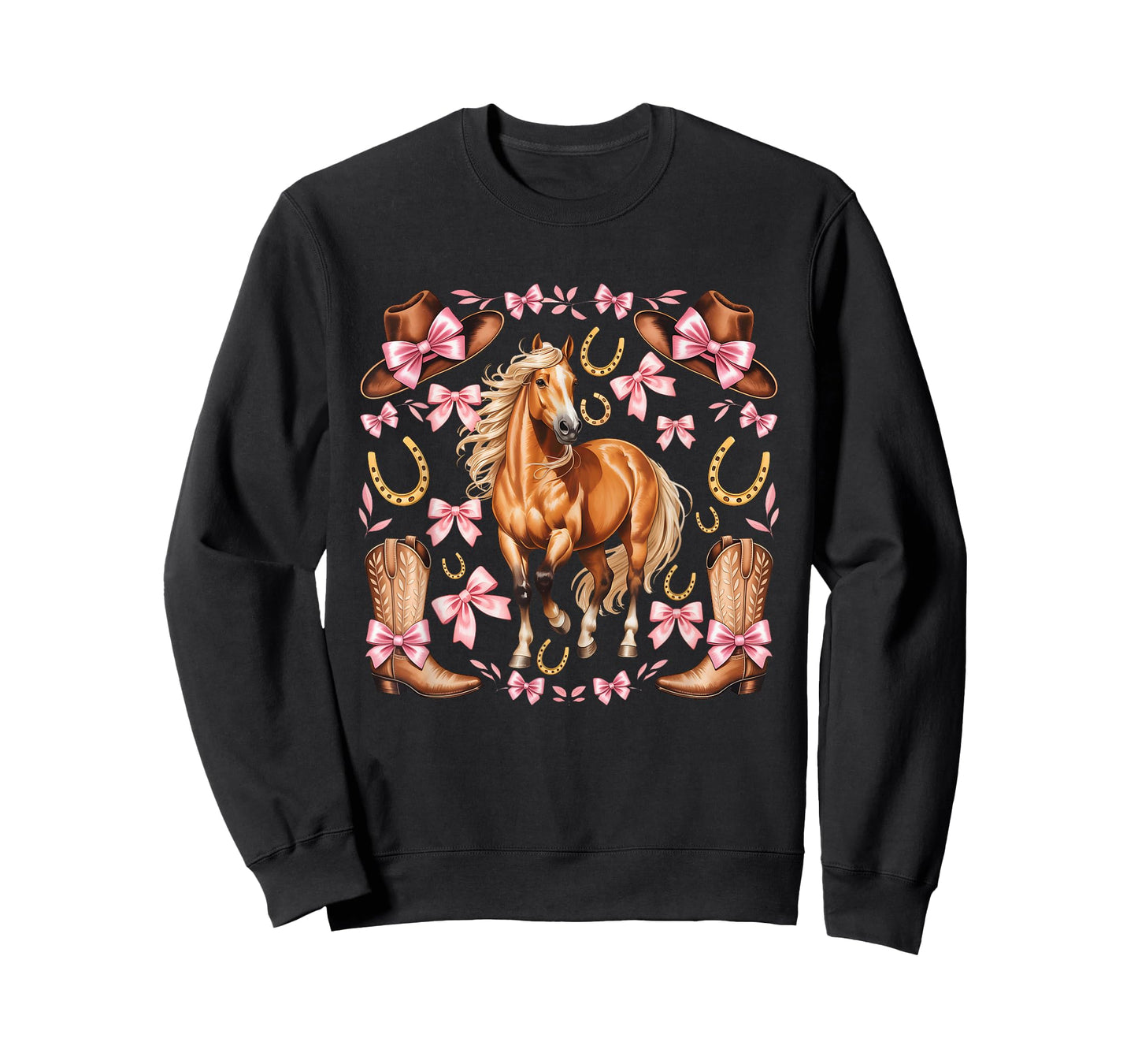 Western Girl Country Rodeo Pink Cowgirl Horse Coquette Bow T-Shirt