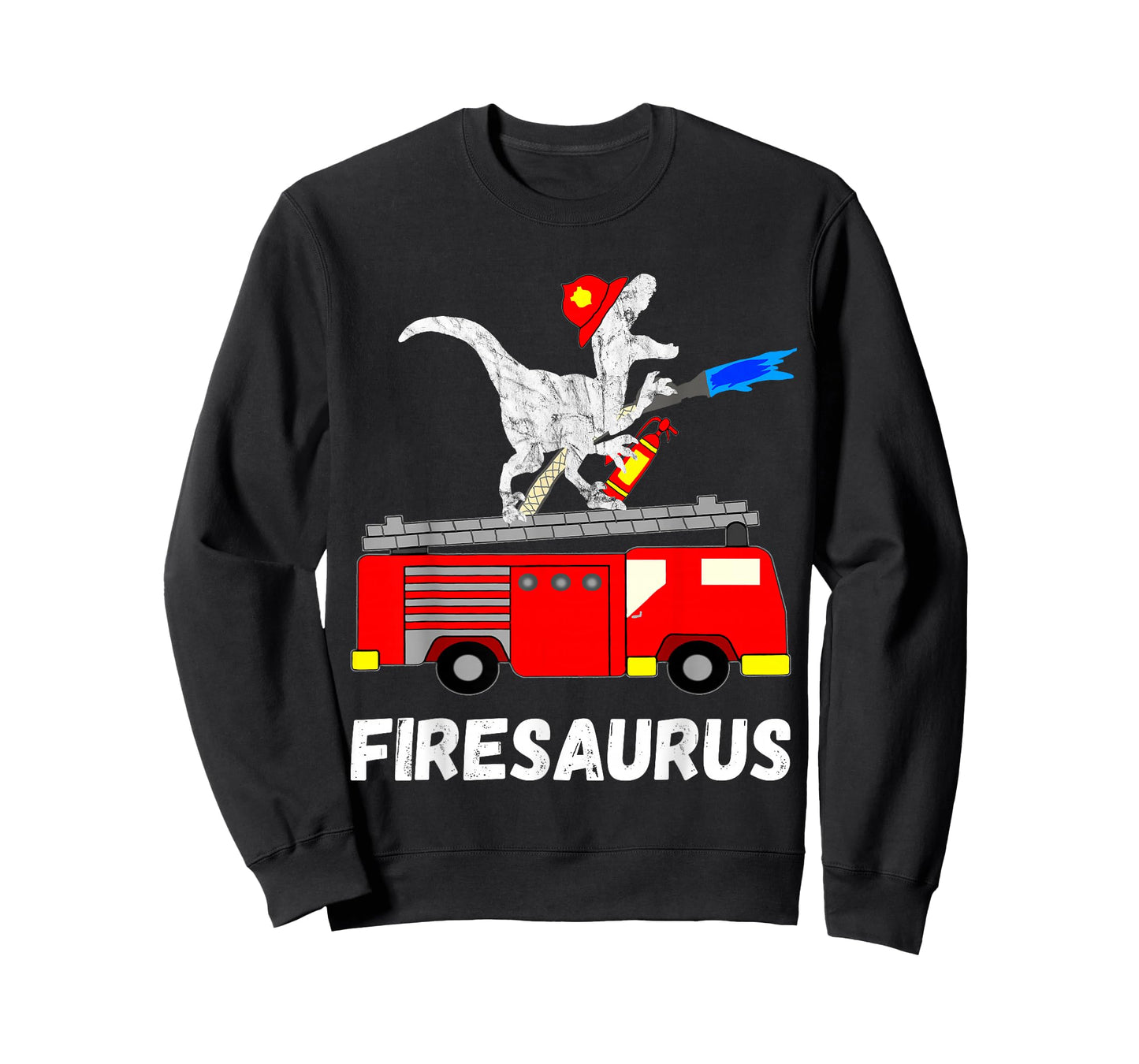Fire Fighter Saurus Firetruck Fireman Dinosaur T Rex T-Shirt