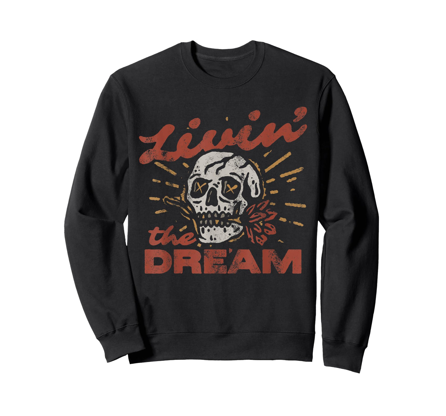 Funny Livin' The Dream Vintage Skull Retro for Men Women T-Shirt