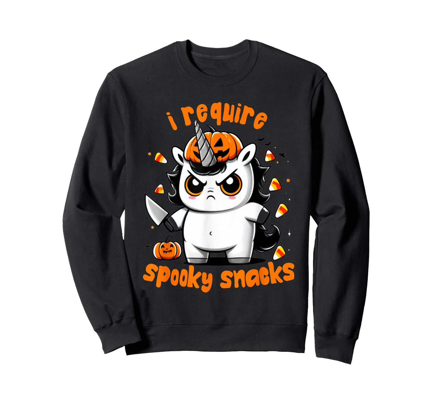 I Require Spooky Snacks Angry Unicorn Halloween T-Shirt