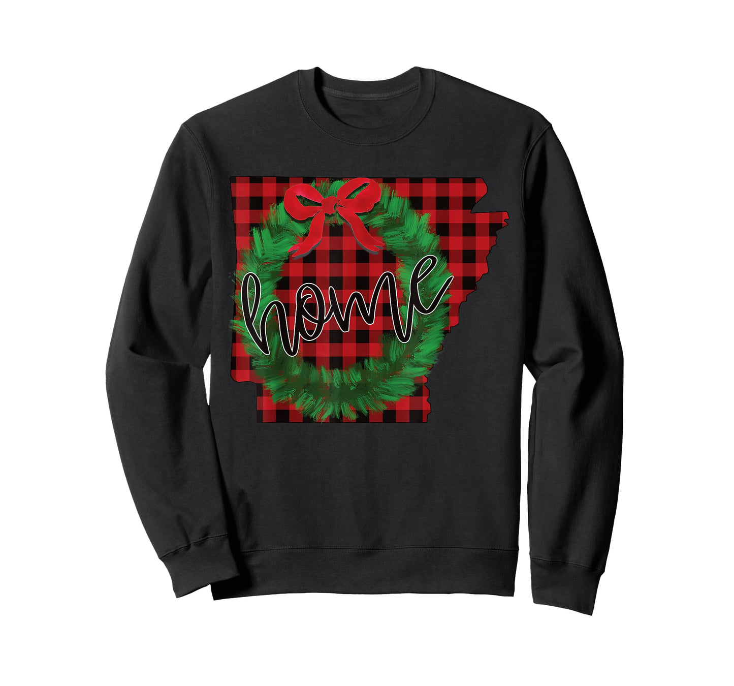 Arkansas Buffalo Plaid Christmas Home Wreath Retro T-Shirt