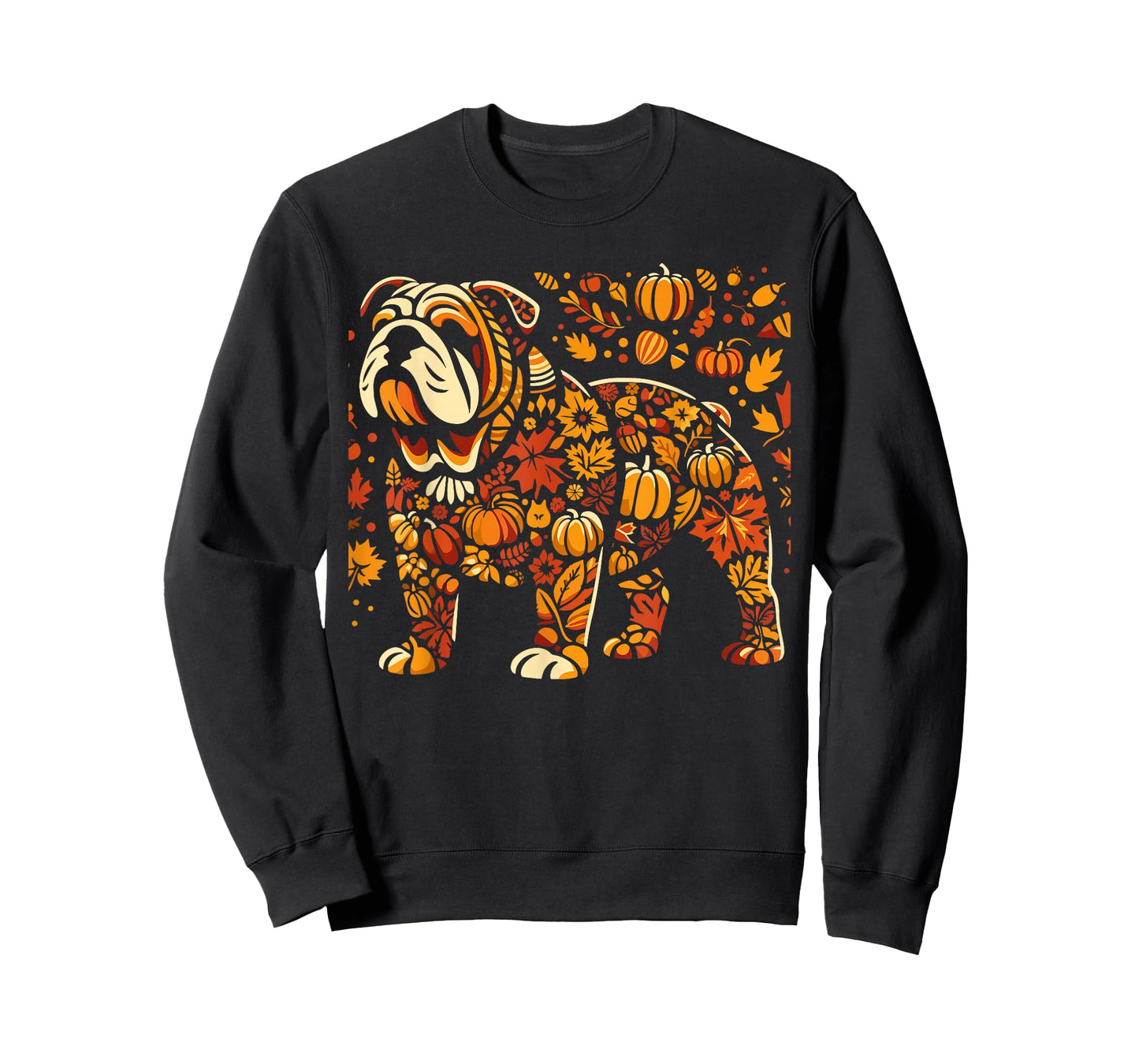 Autumn Pumpkin Fall English Bulldog Thanksgiving Womens Mens T-Shirt