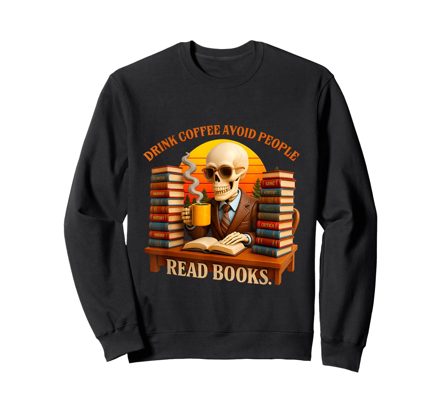 Drink Coffee Avoid People Read Books Halloween Bookworm T-Shirt