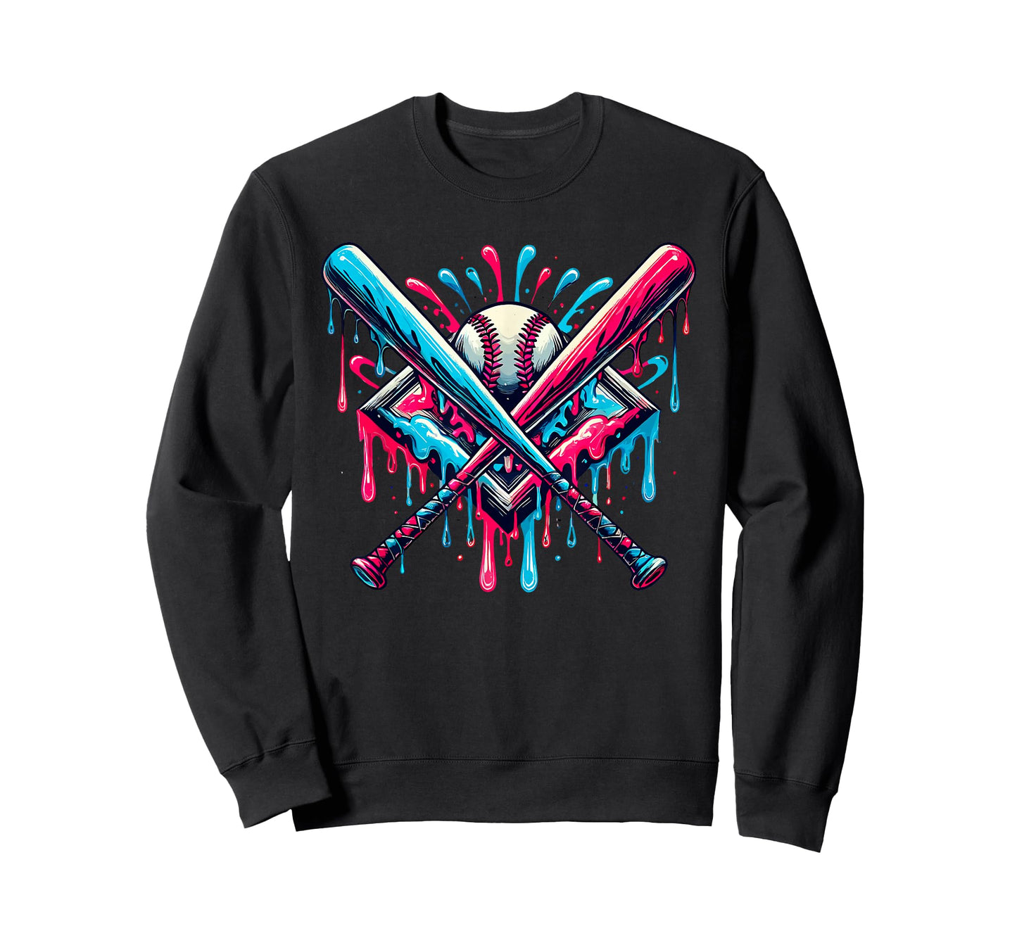 Boys Baseball Bat Home Plate Drip Graphic Kids Baseball T-Shirt