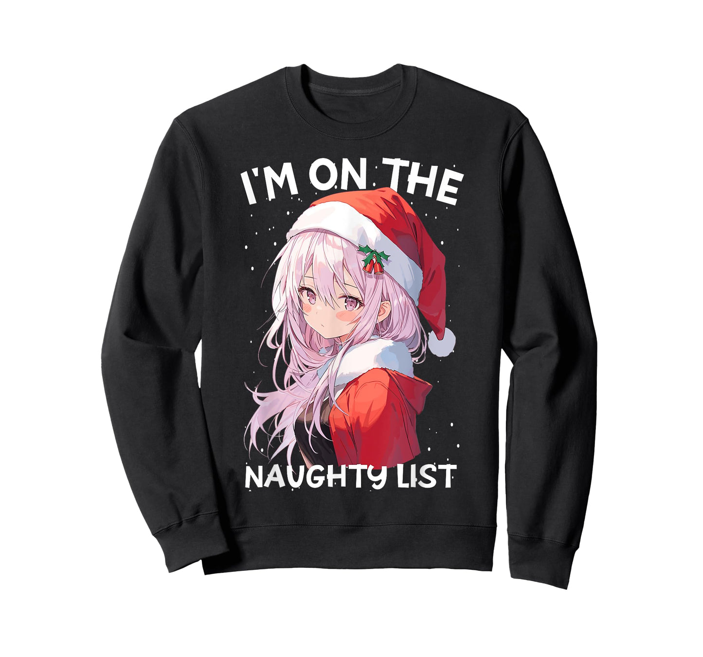 Christmas Naughty List Cute Anime Girl Santa Hat Anime Otaku T-Shirt