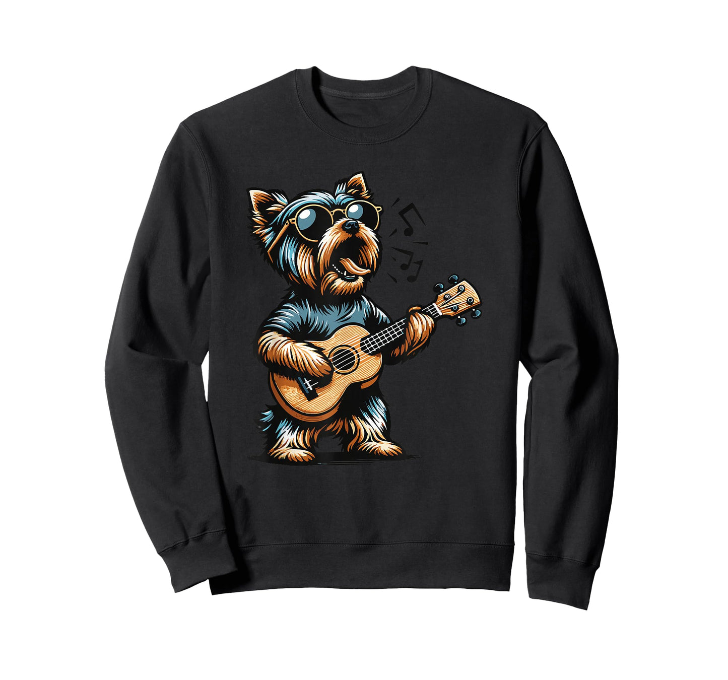 Dog Playing Guitar Singing Yorkshire Terrier Funny Yorkie T-Shirt