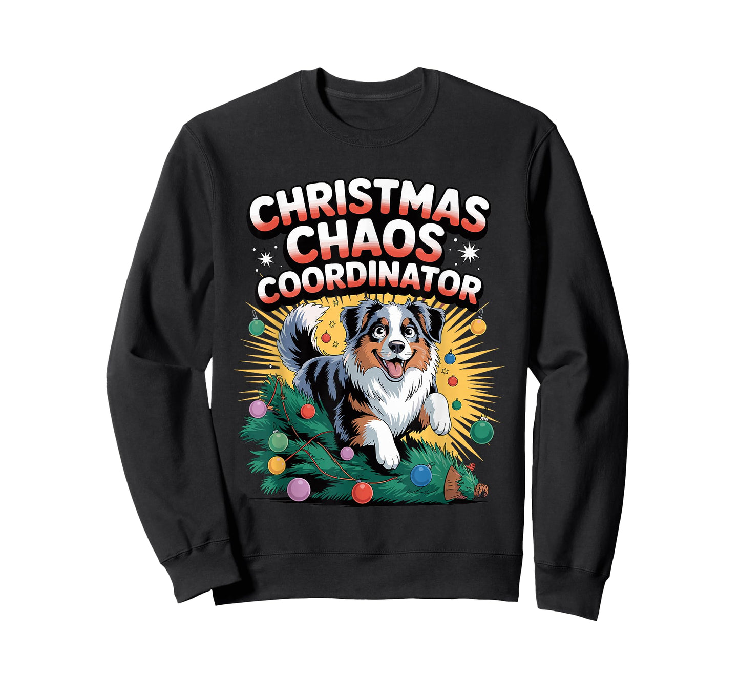 Christmas Chaos Coordinator Xmas Dog Australian Shepherd T-Shirt